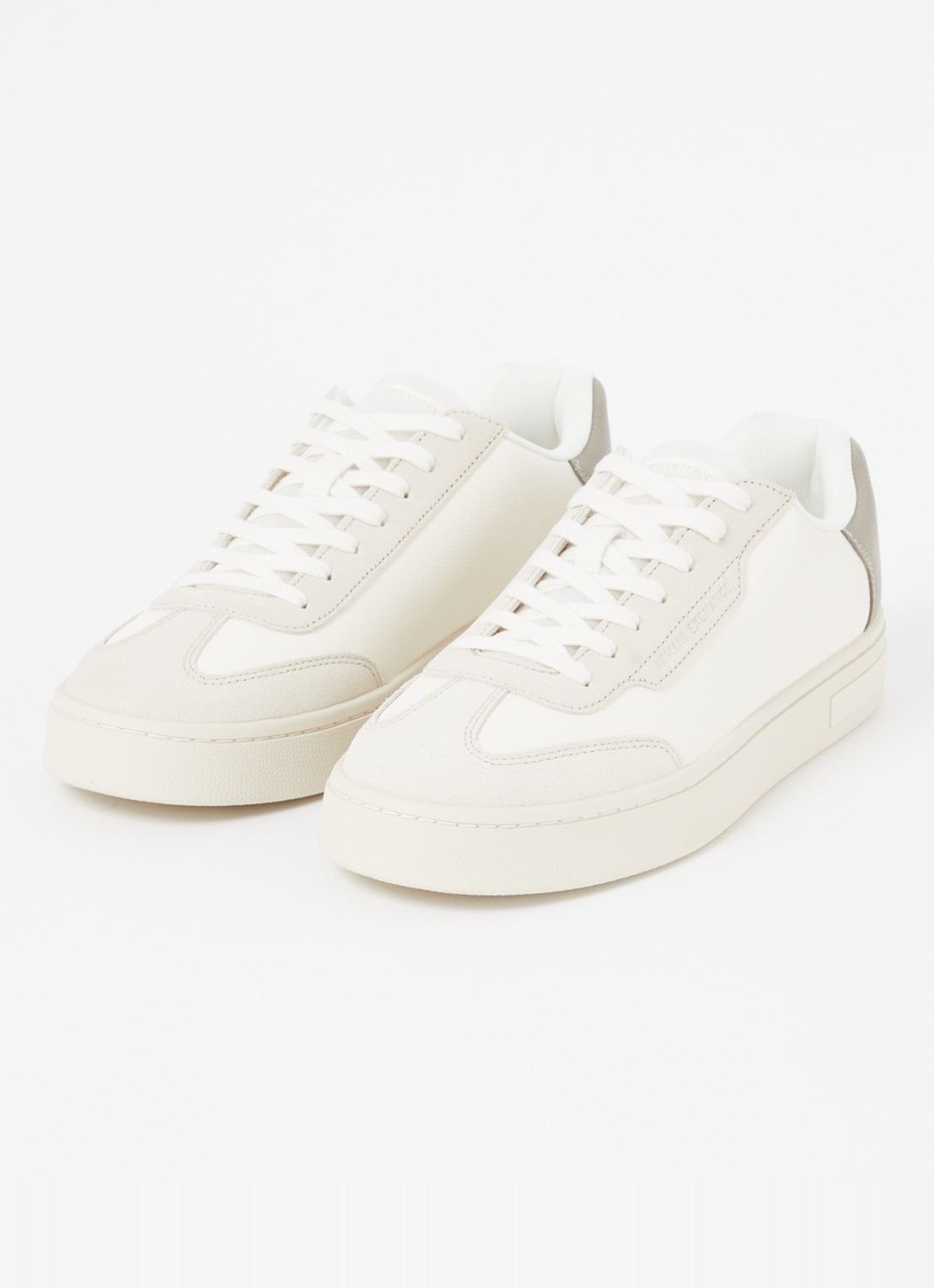 Armani Sneaker met suède details en logo - detail beige
