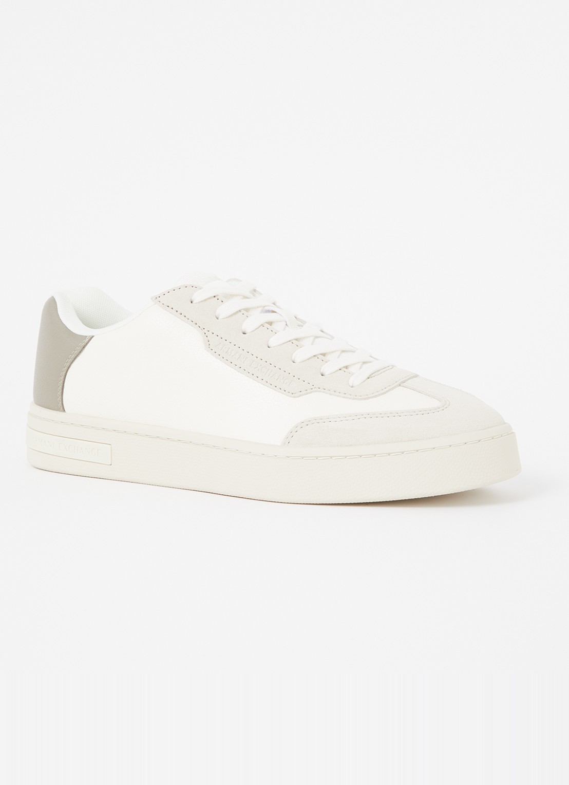 Armani Sneaker met suède details en logo - voorkant 4 beige