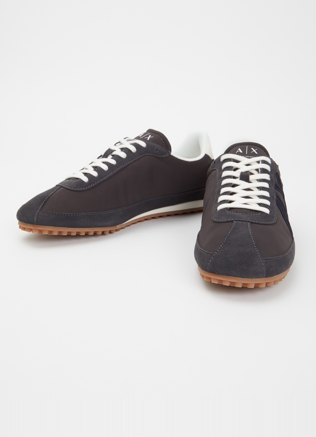 Armani Sneaker met suède details en logo - detail donkerblauw
