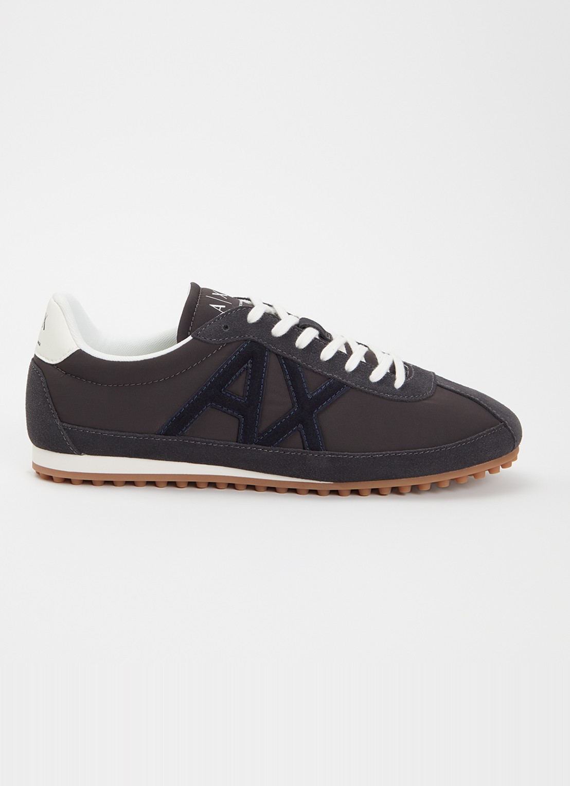 Armani Sneaker met suède details en logo - voorkant 5 donkerblauw