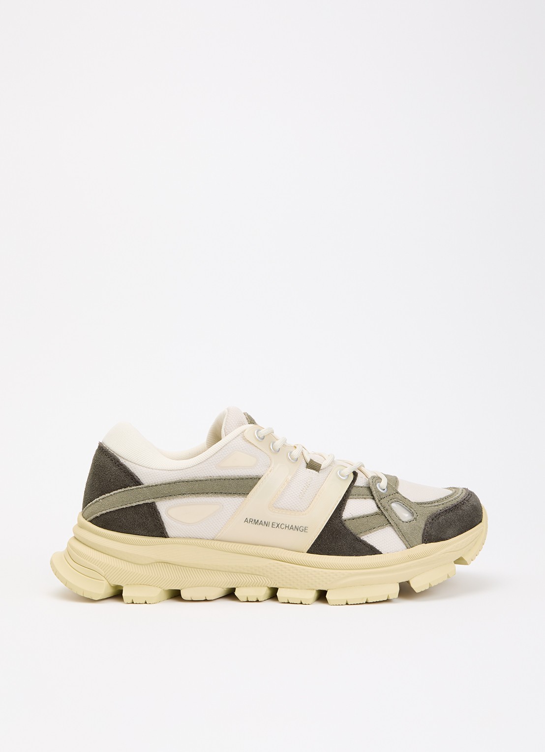 Armani Sneaker met suéde details  - voorkant 5 creme