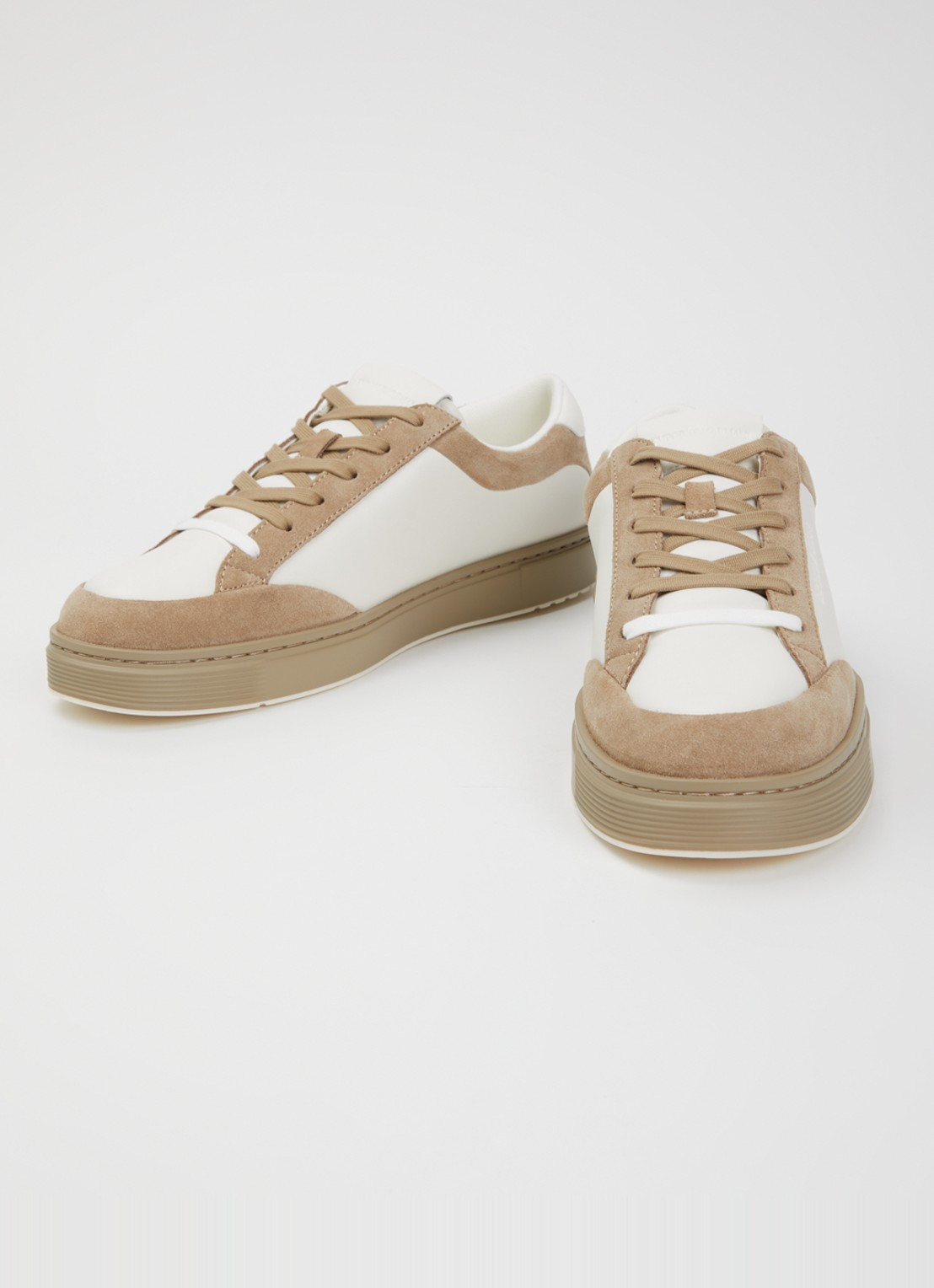 Armani Sneaker van leer met details van suède - detail 2 beige