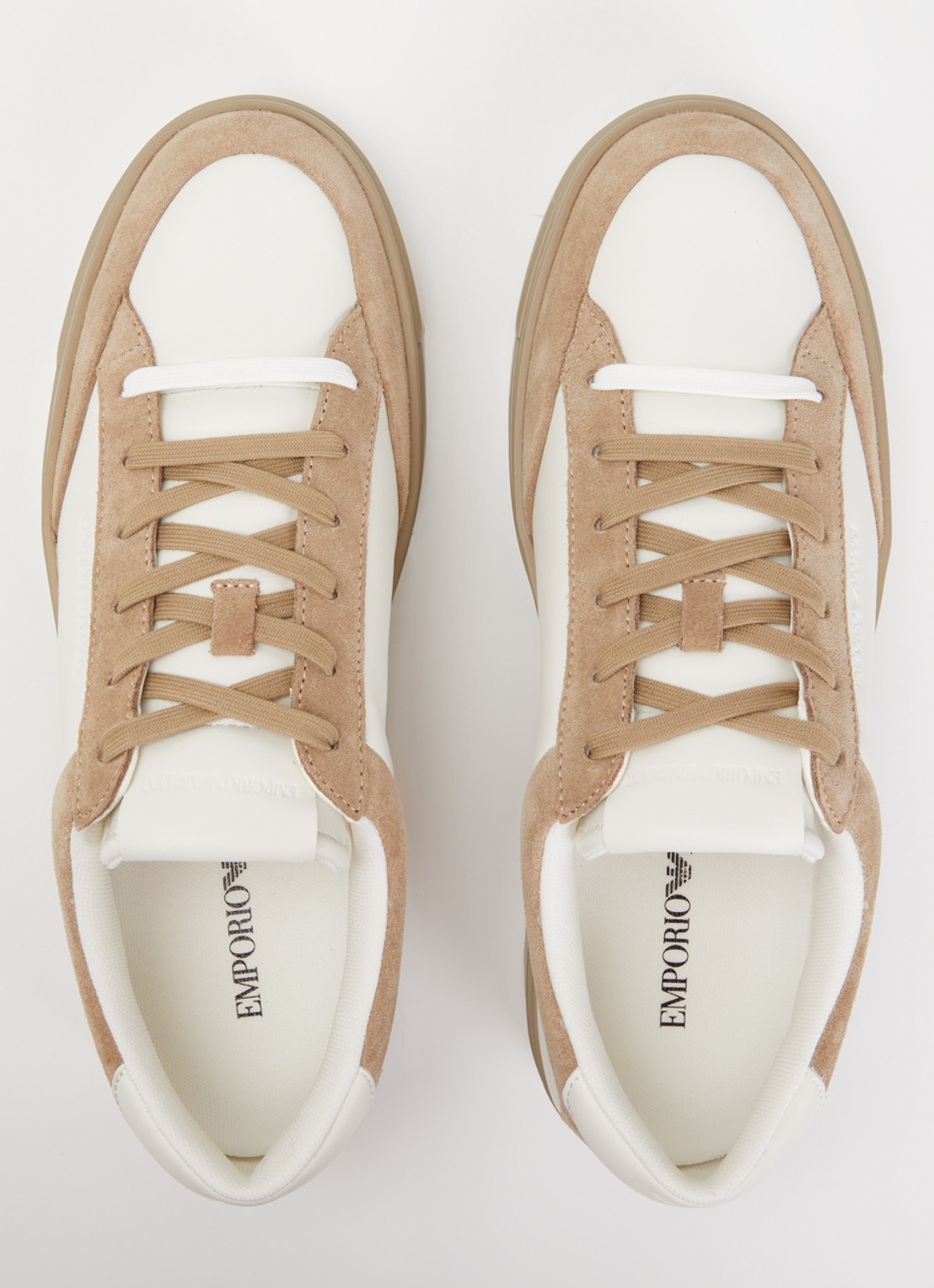 Armani Sneaker van leer met details van suède - detail 3 beige