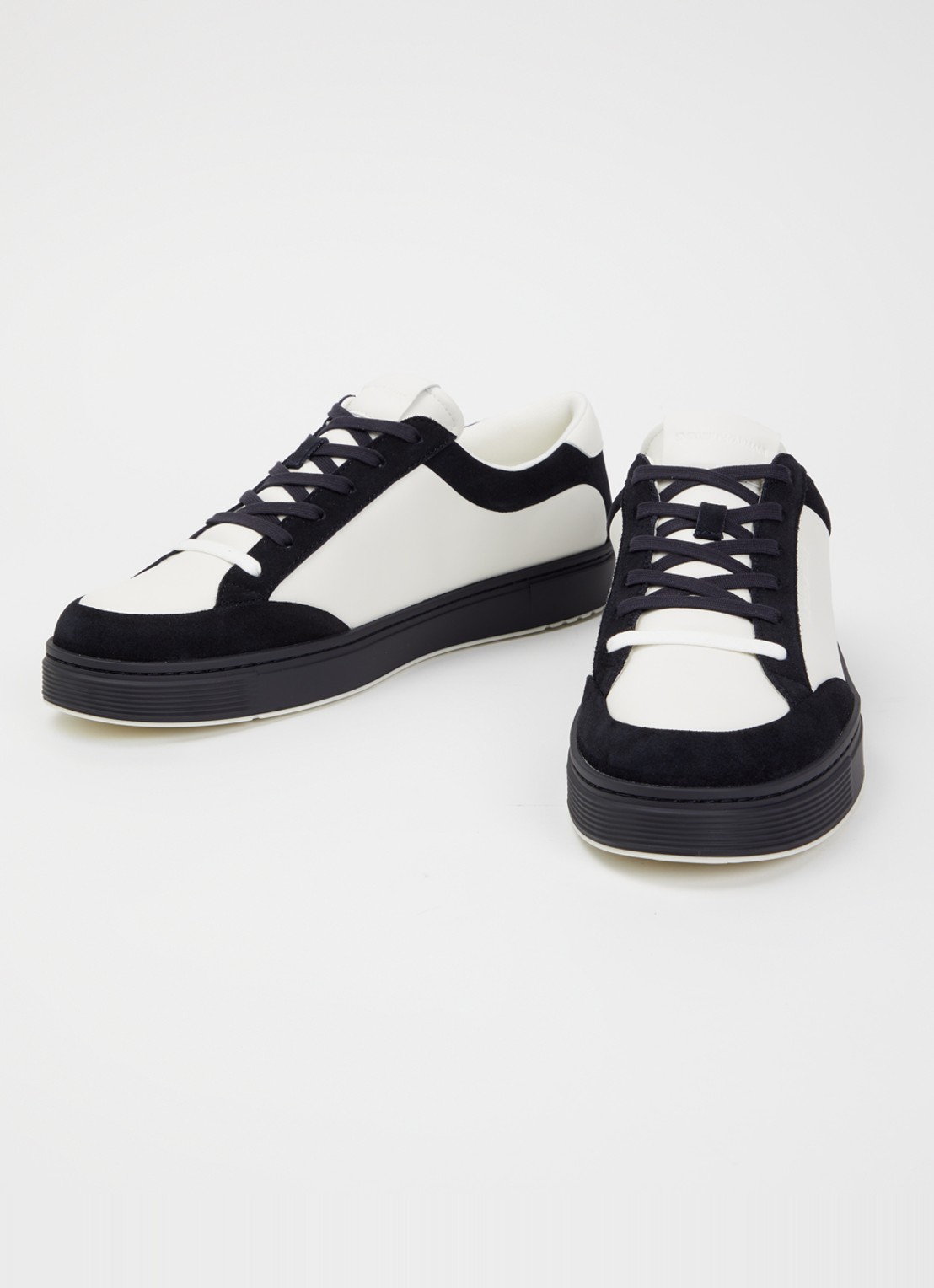 Armani Sneaker van leer met details van suède - detail 3 zwart