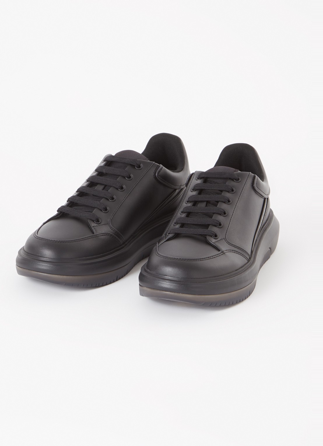 Armani Sneaker van leer met logo - detail zwart