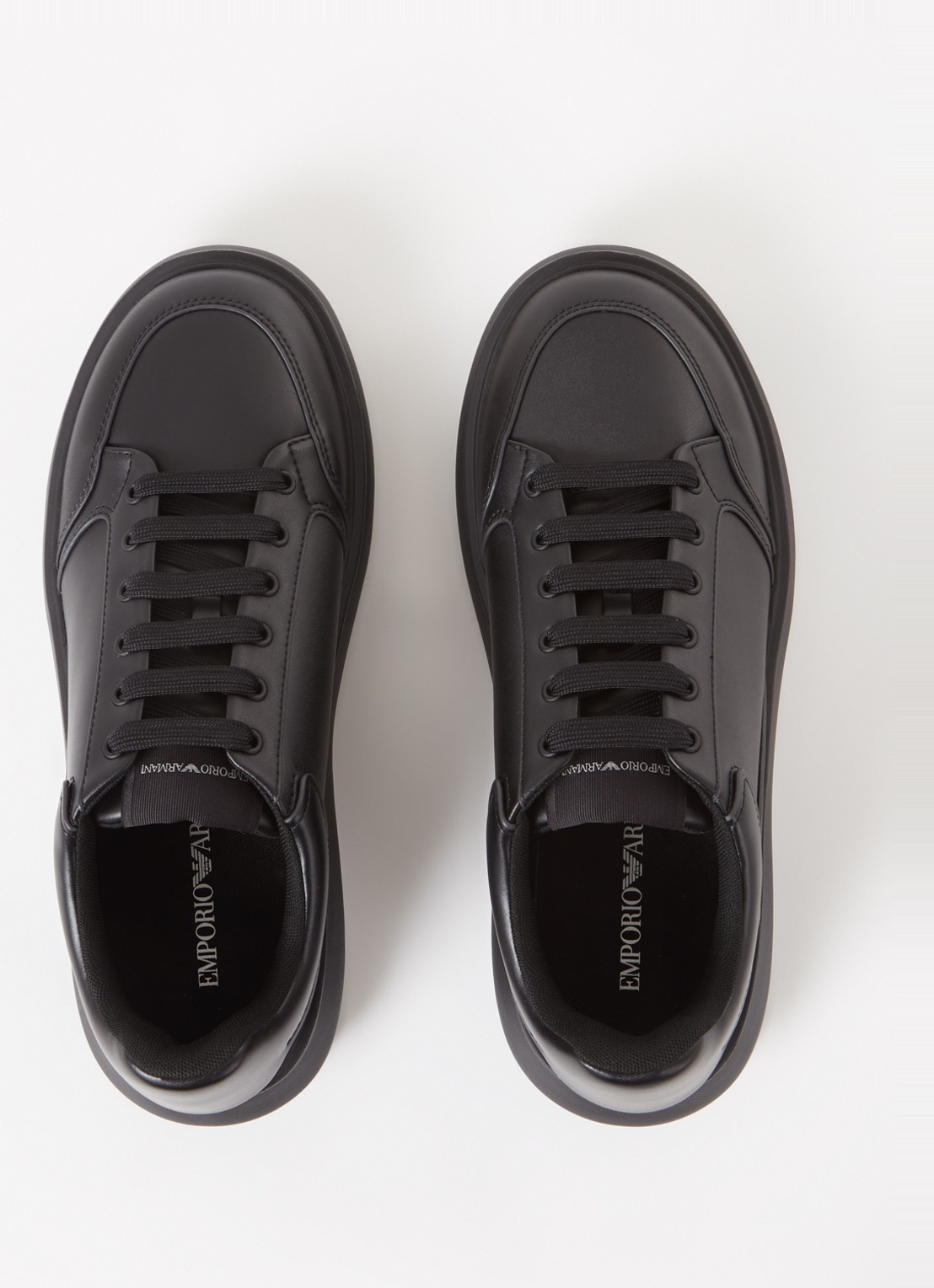 Armani Sneaker van leer met logo - detail 3 zwart