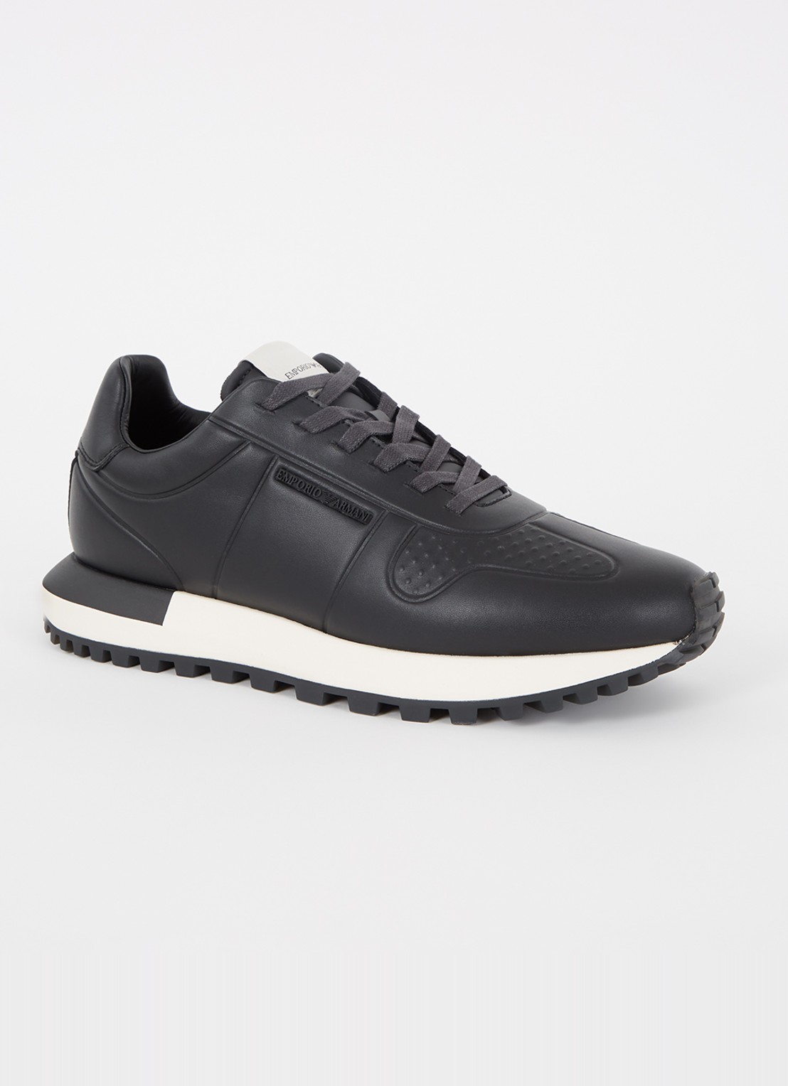Armani Sneaker van leer met logo - voorkant zwart