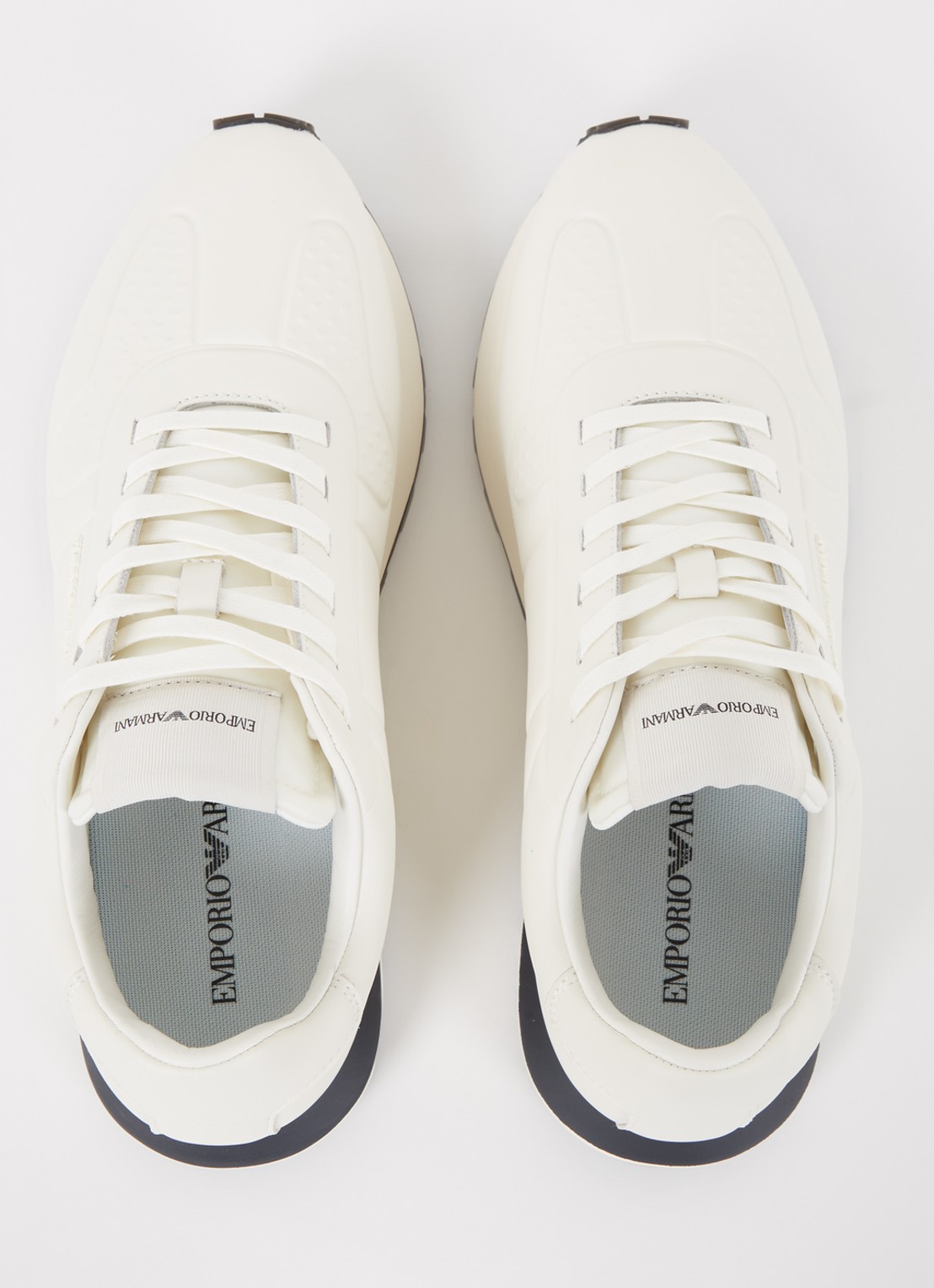 Armani Sneaker van leer met logo - detail 3 gebroken wit