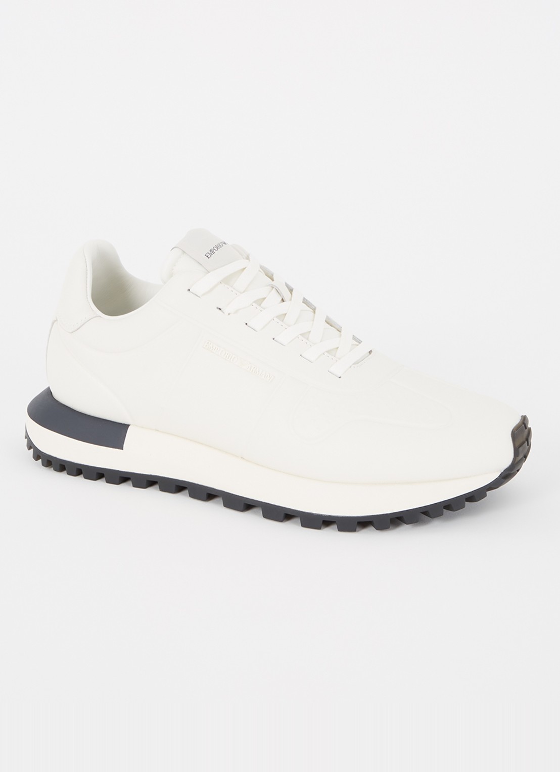 Armani Sneaker van leer met logo - voorkant gebroken wit