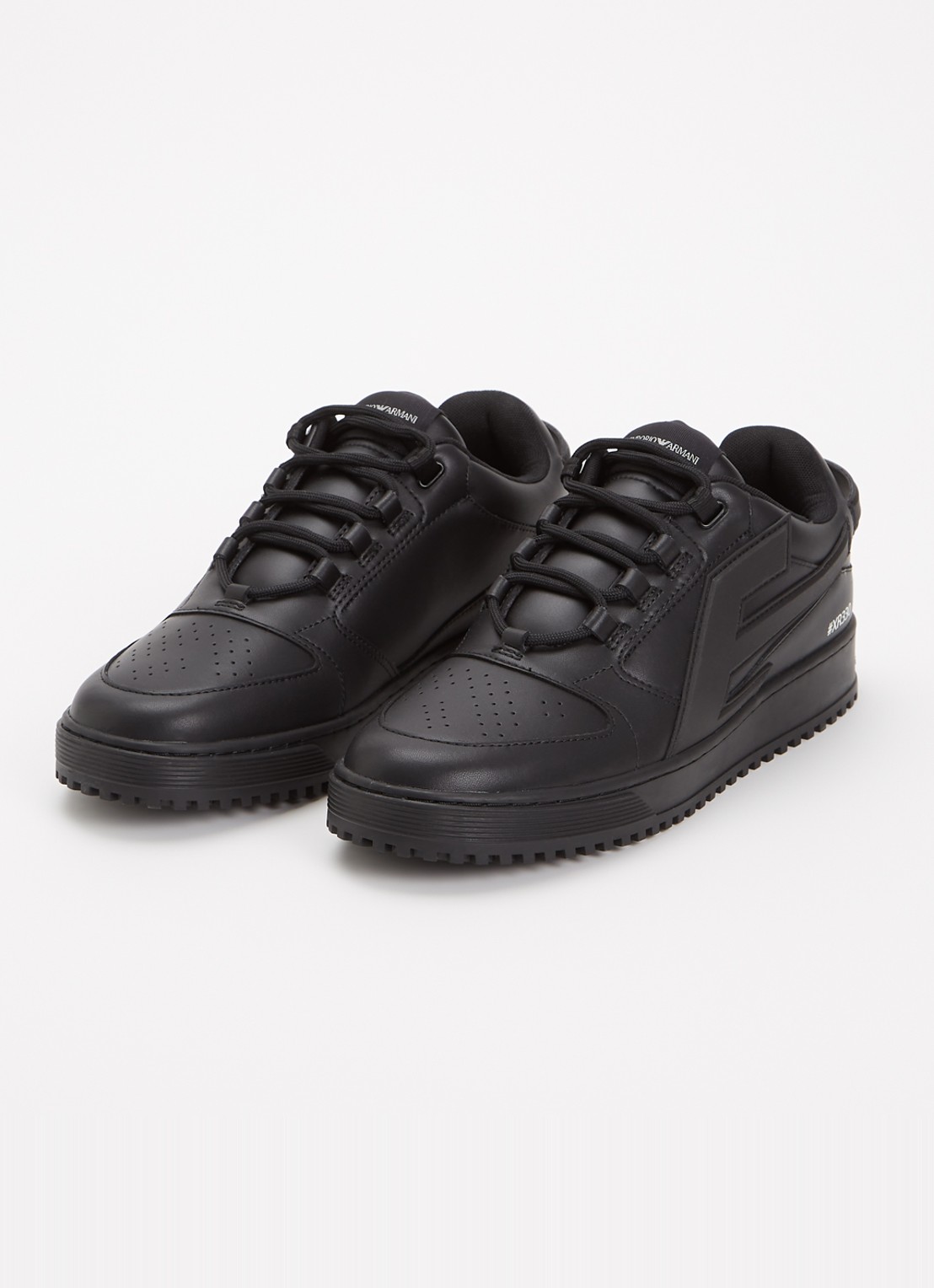 Armani Sneaker van leer met logo - detail zwart