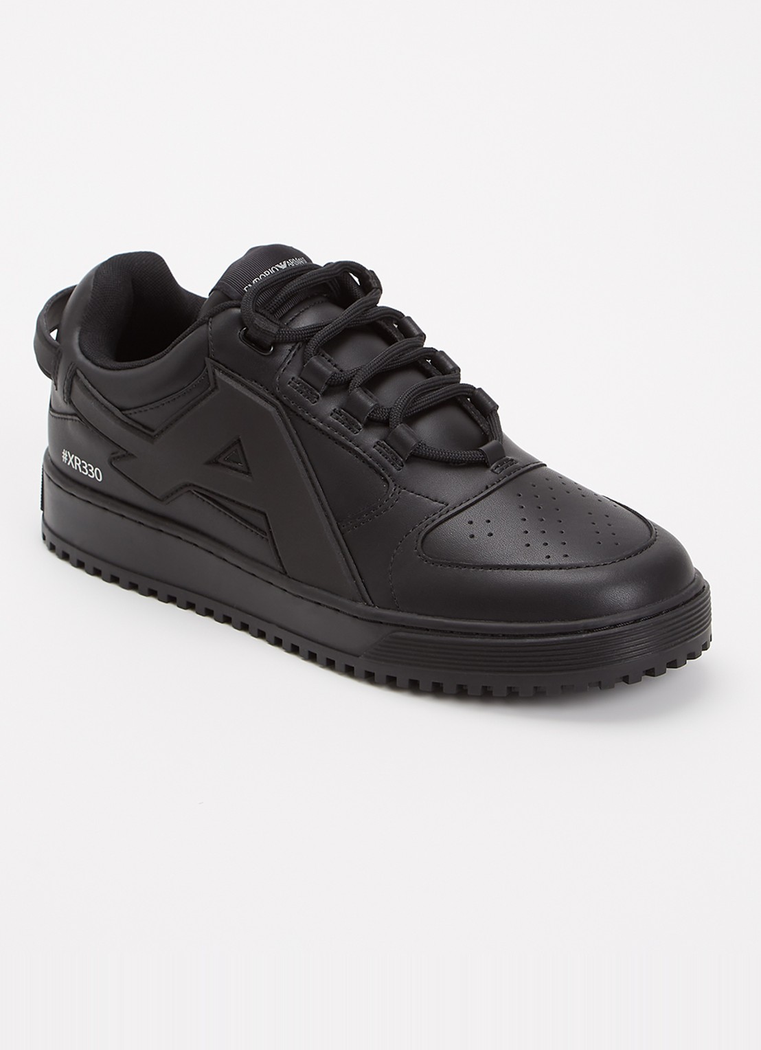 Armani Sneaker van leer met logo - voorkant 5 zwart