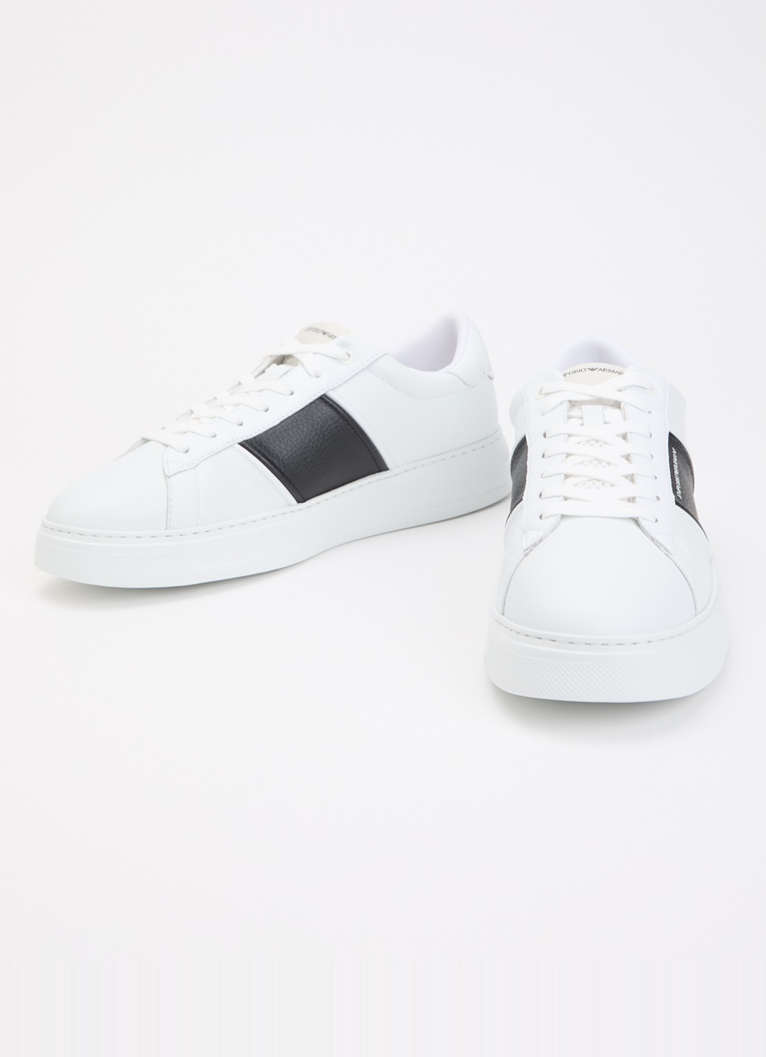 Armani Sneaker van leer met logo - detail 3 zwart
