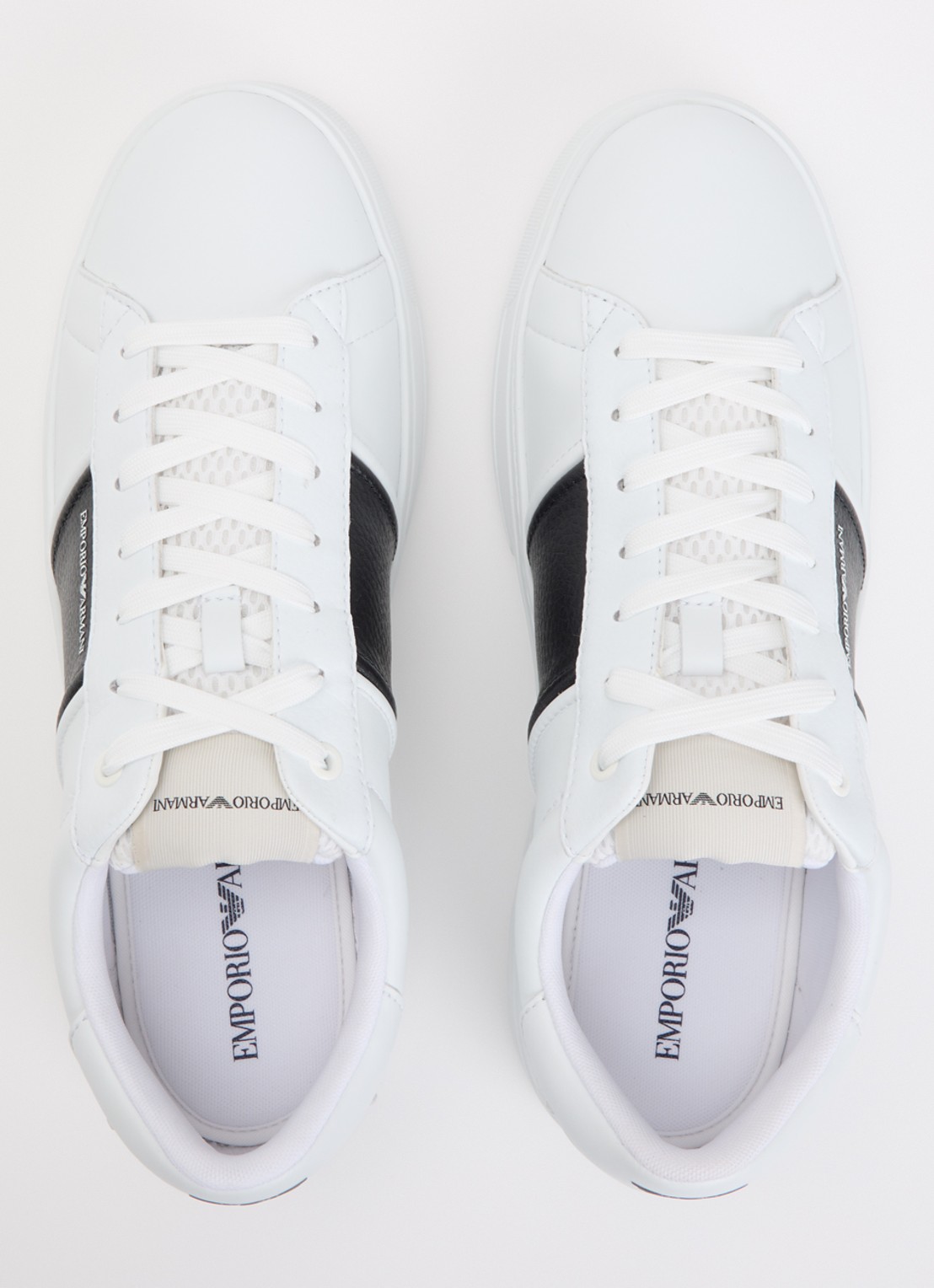 Armani Sneaker van leer met logo - detail 4 zwart