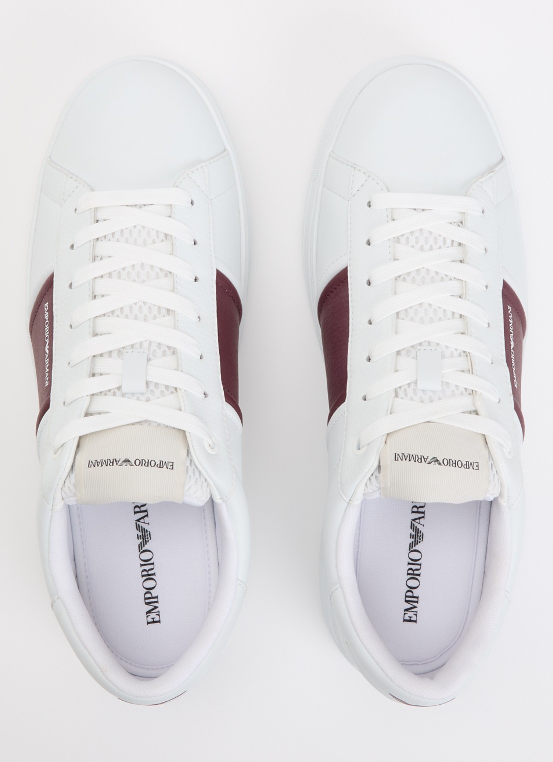 Armani Sneaker van leer met logo - detail 3 bordeauxrood
