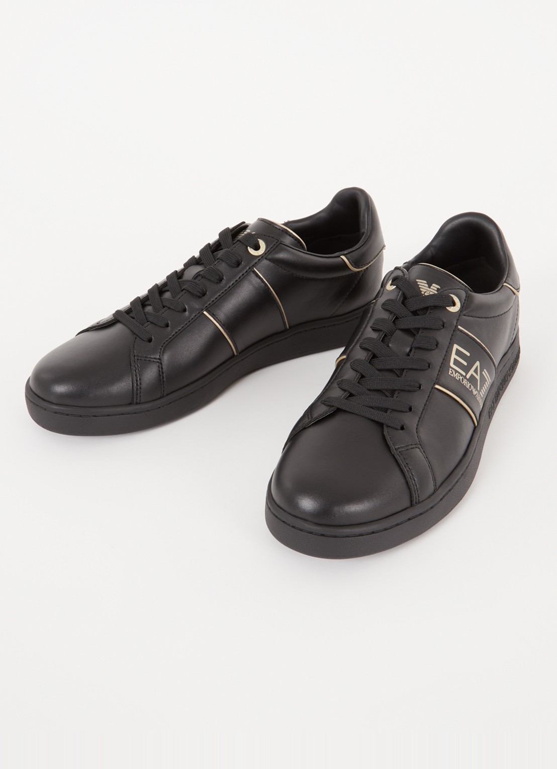 Armani Sneaker van leer met logo - detail 2 zwart