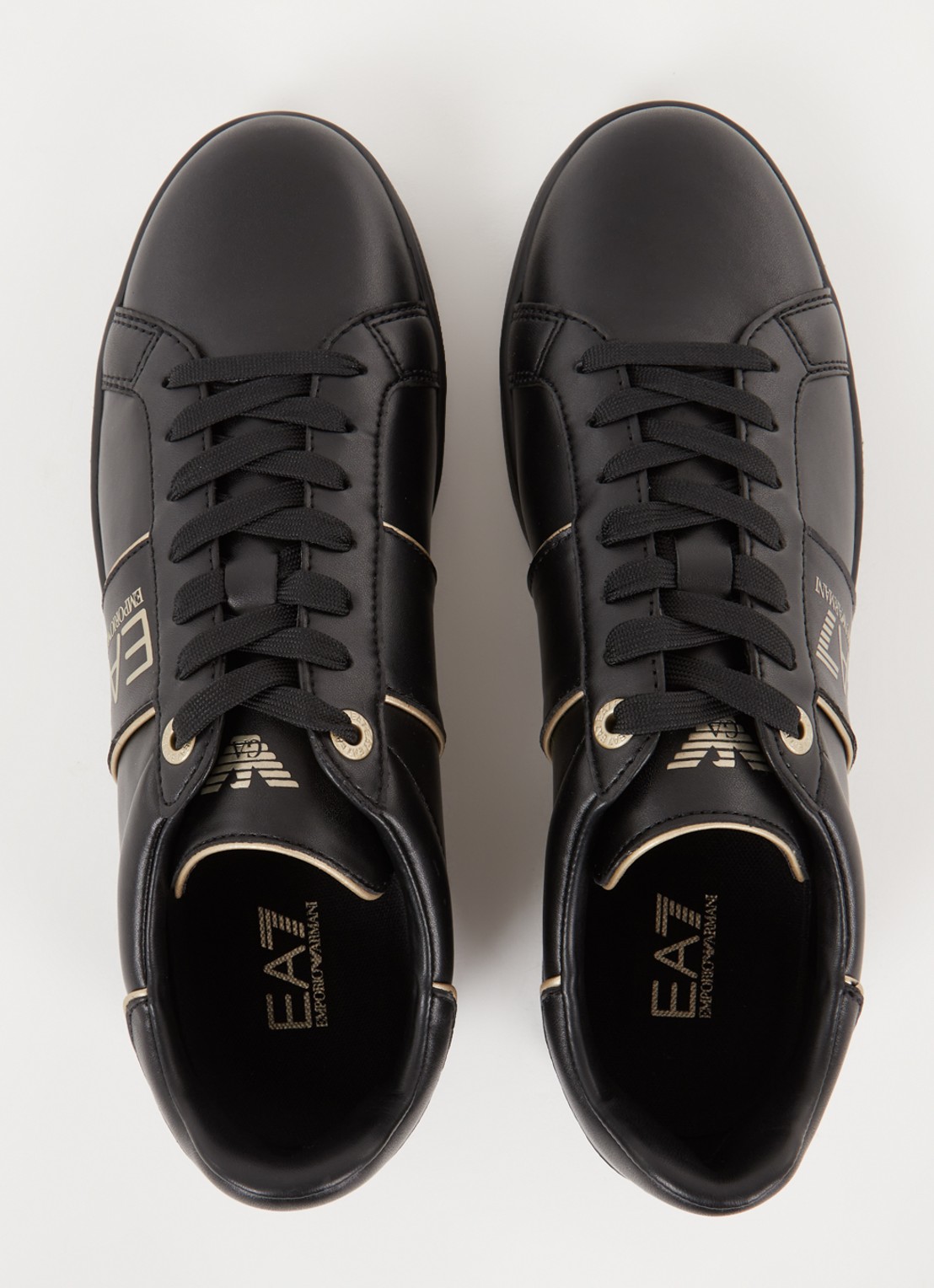 Armani Sneaker van leer met logo - detail 3 zwart