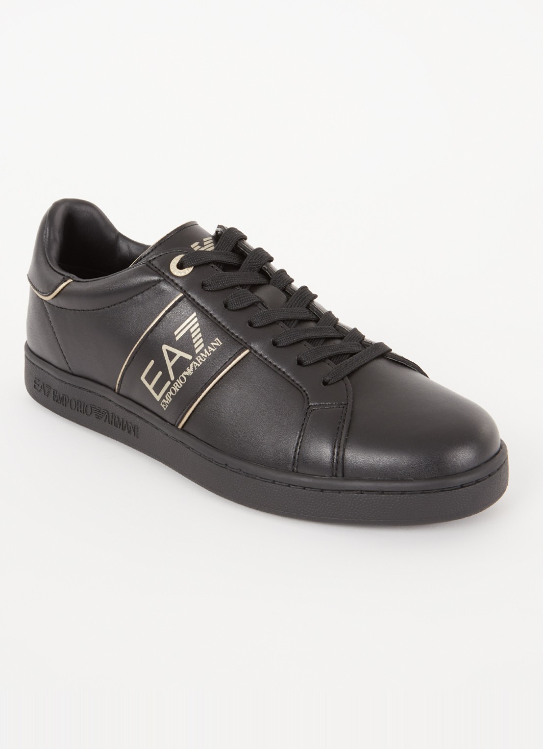 Armani Sneaker van leer met logo - voorkant zwart
