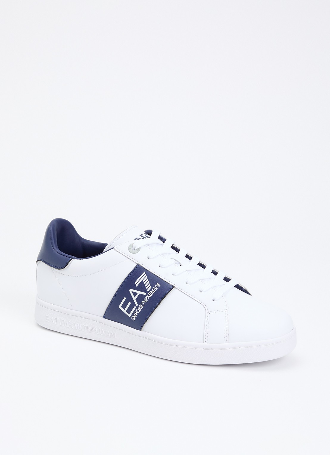 Armani Sneaker van leer met logo - voorkant blauw