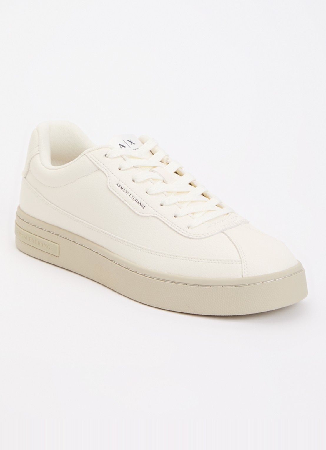 Armani Sneaker van leer met logo - voorkant creme