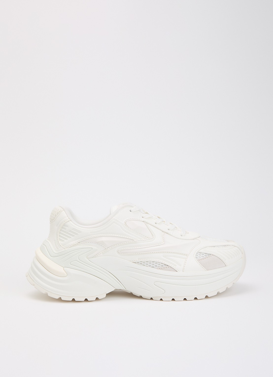 Armani Sneaker van leer met mesh details  - voorkant wit