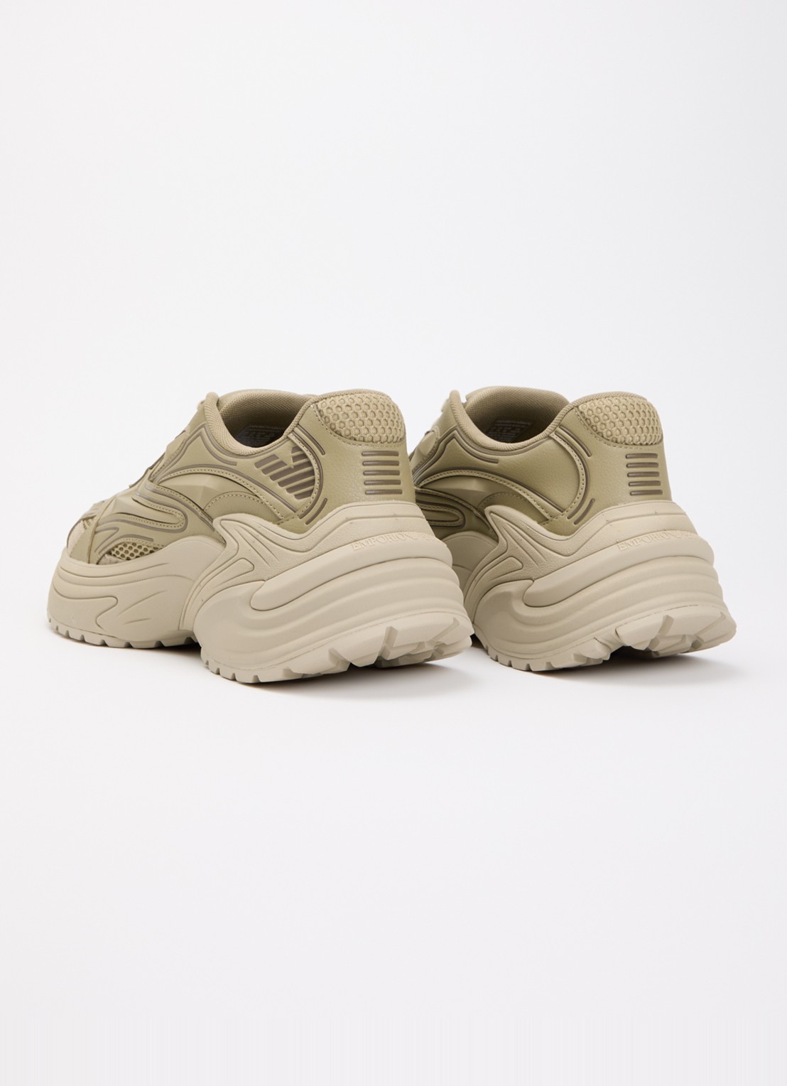 Armani Sneaker van leer met mesh details  - achterkant 2 olijfgroen