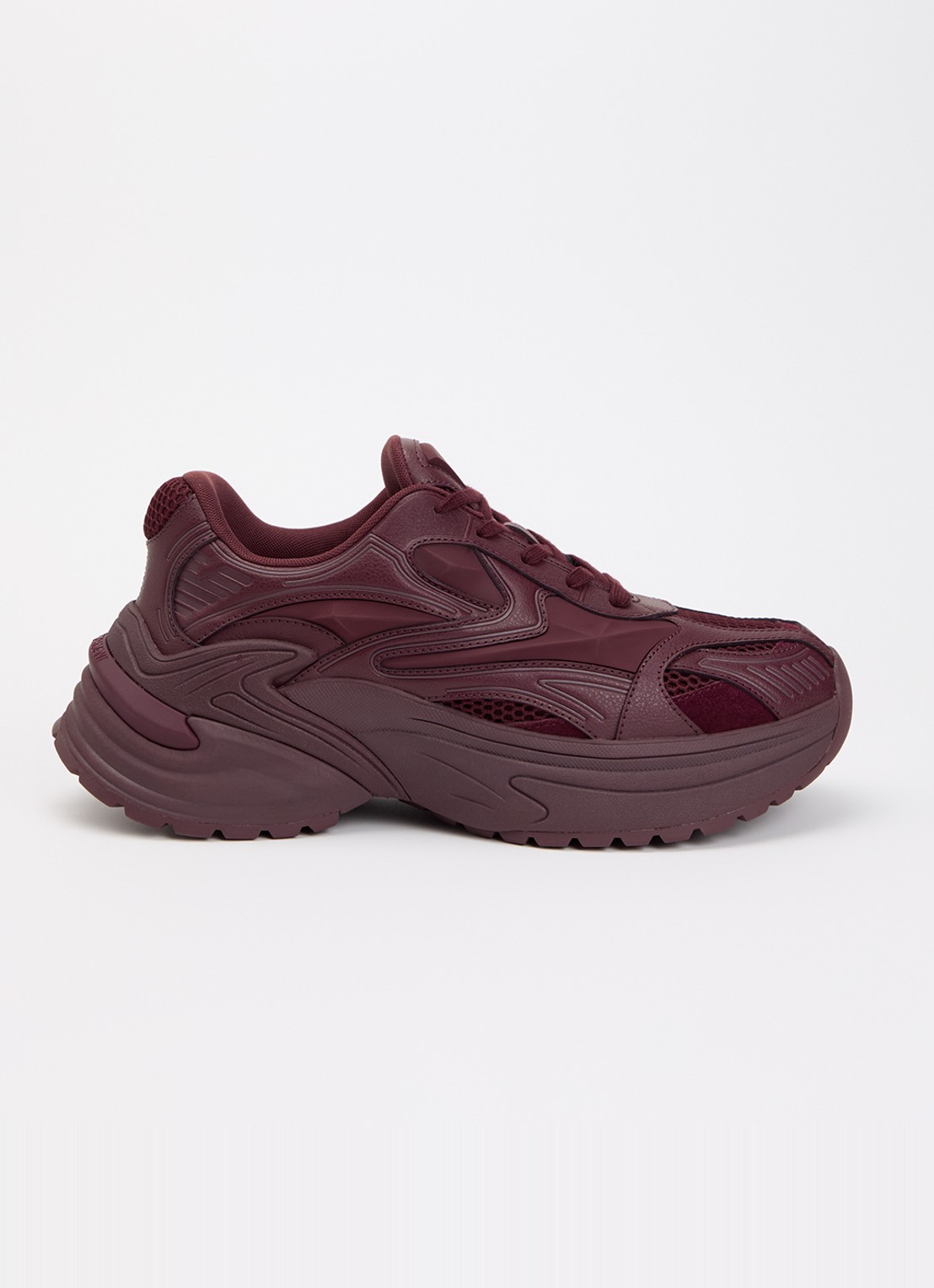 Armani Sneaker van leer met mesh details  - voorkant 4 aubergine
