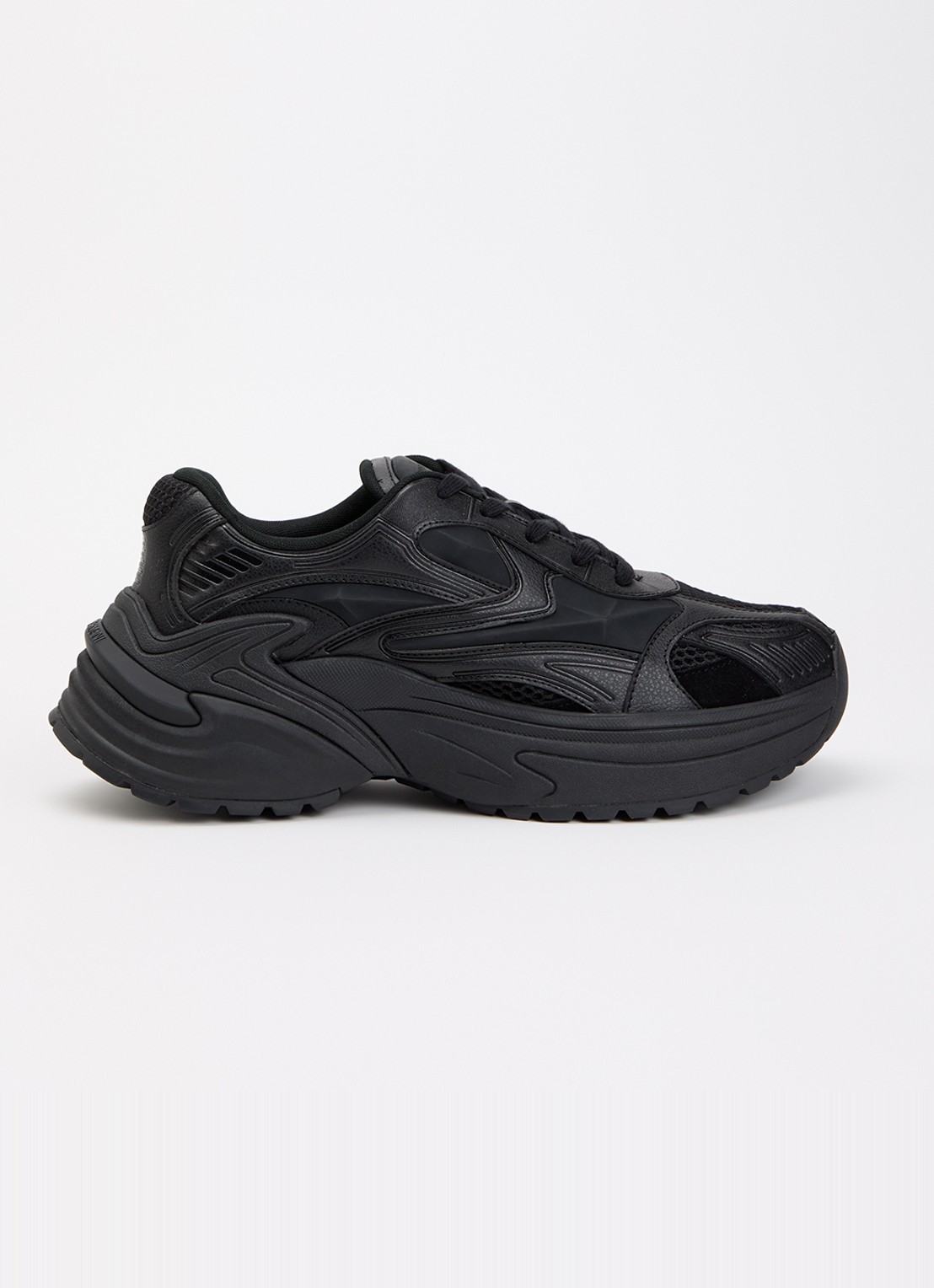 Armani Sneaker van leer met mesh details  - voorkant 4 zwart