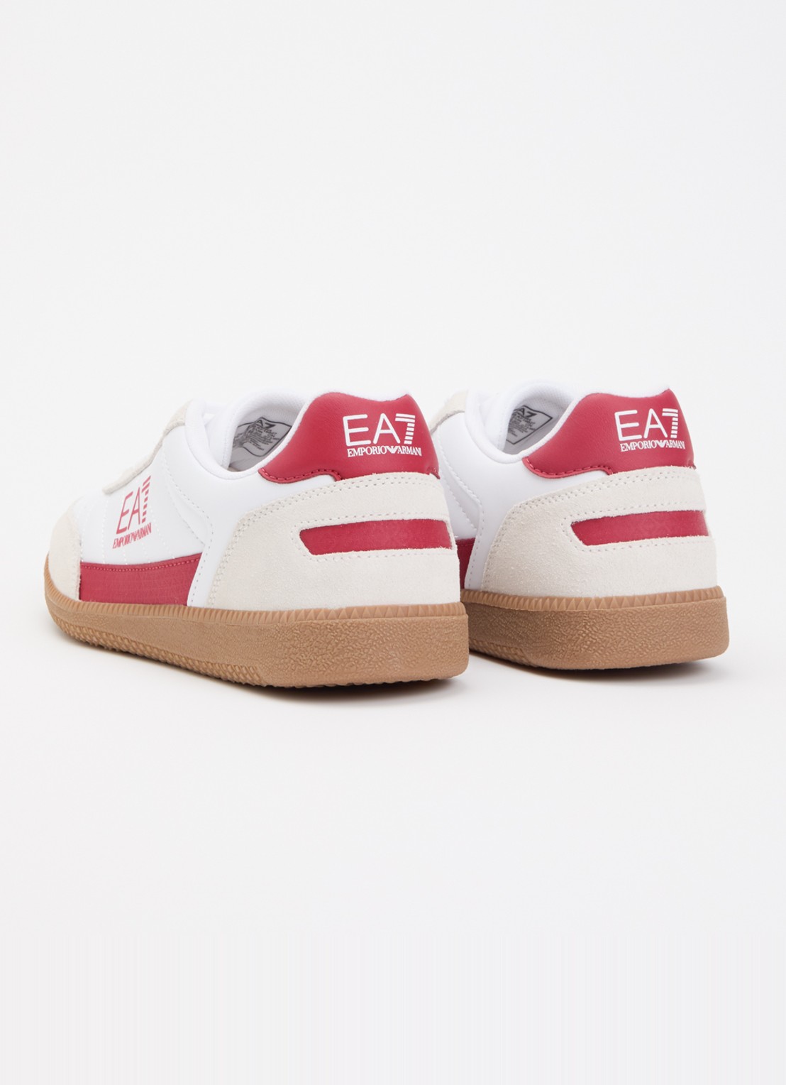 Armani Sneaker van leer met suède details en logo - achterkant 4 donkerrood