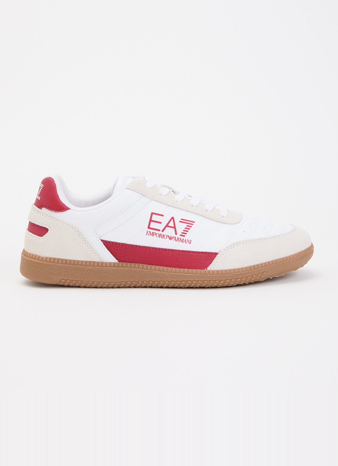 Armani Sneaker van leer met suède details en logo - voorkant 5 donkerrood