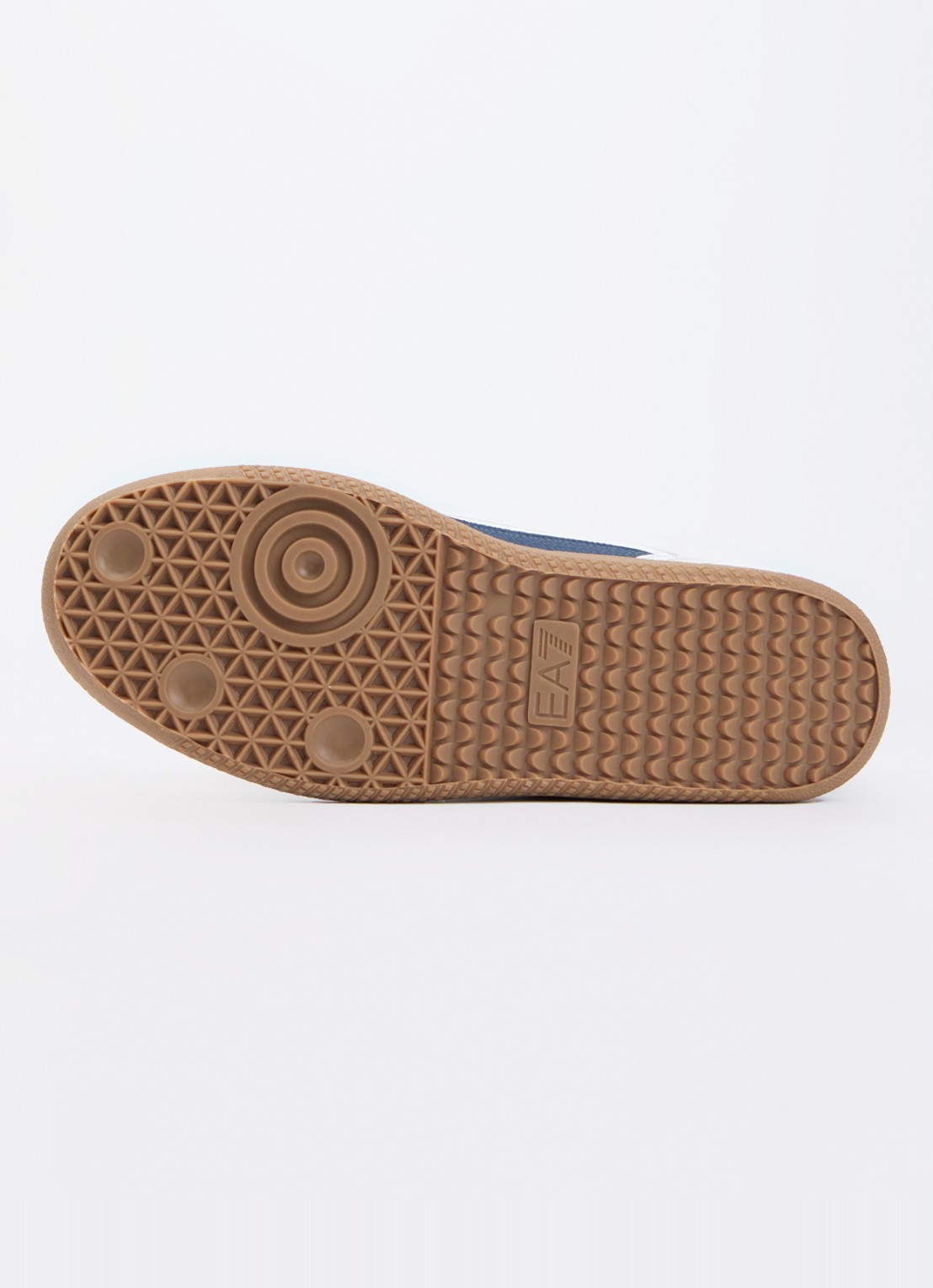 Armani Sneaker van leer met suède details en logo - detail 4 donkerblauw