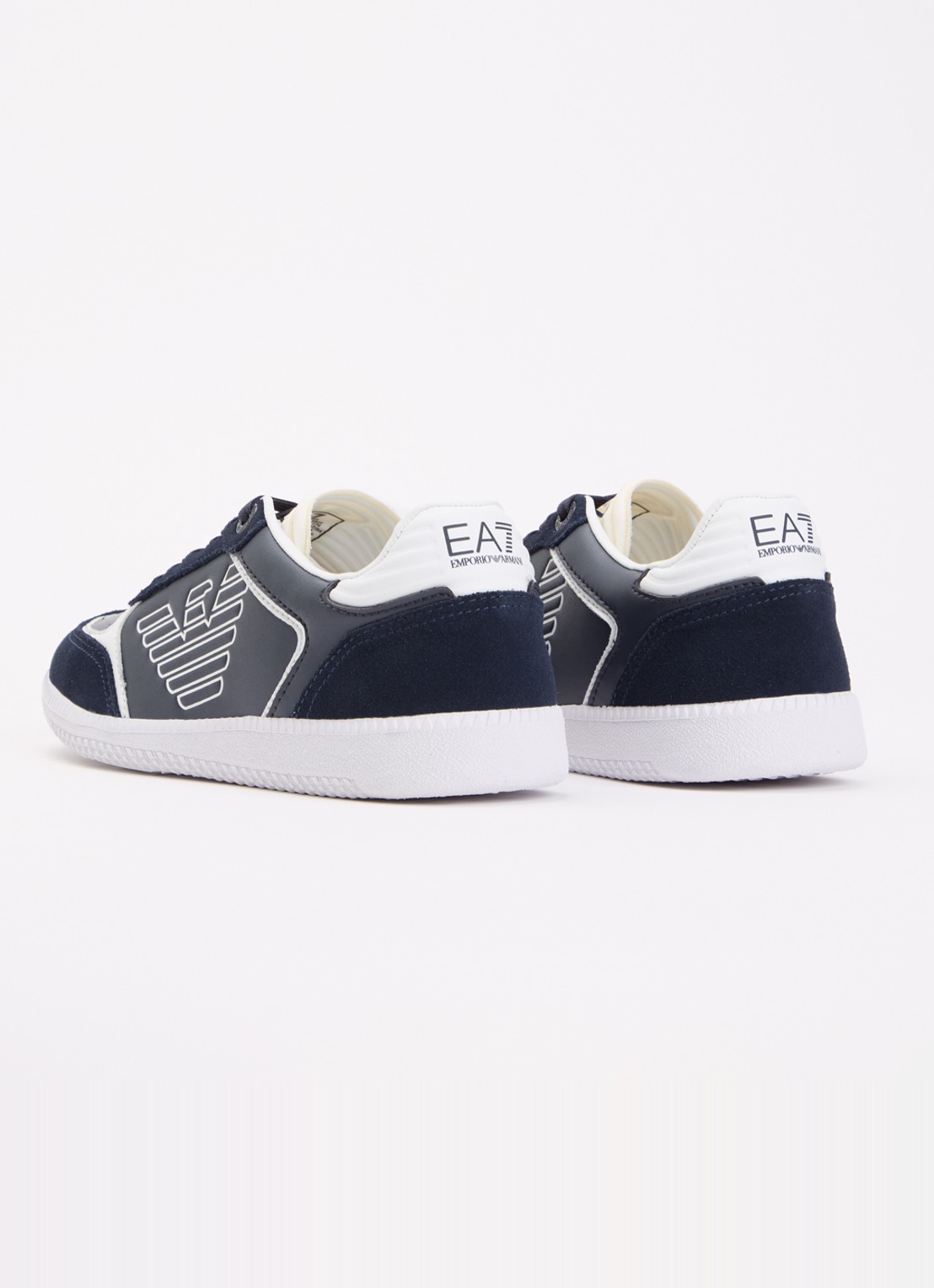 Armani Sneaker van leer met suède details - achterkant 2 donkerblauw