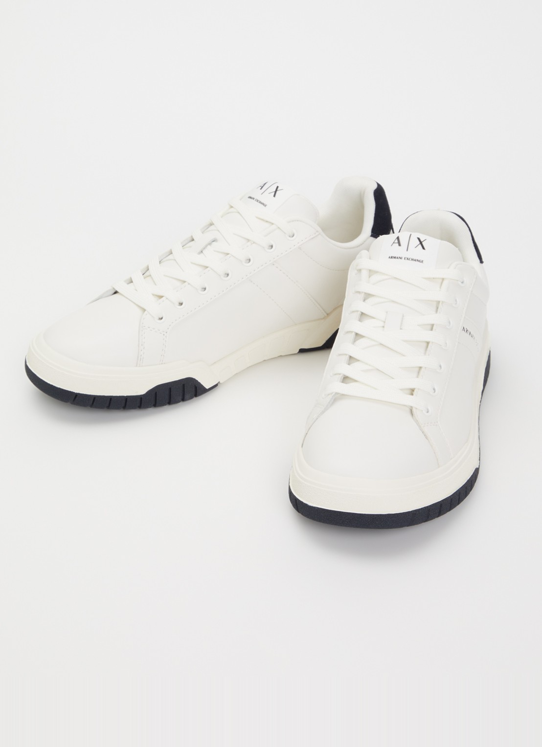 Armani Sneaker van leer met suède details - detail 3 gebroken wit