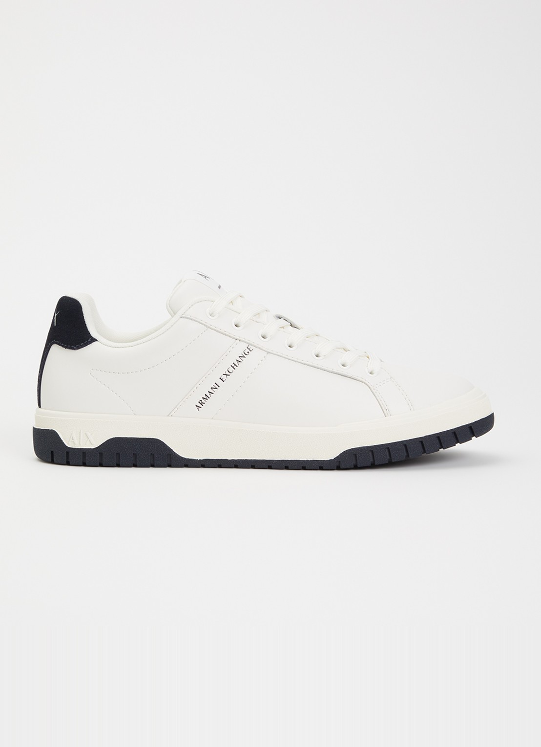 Armani Sneaker van leer met suède details - voorkant gebroken wit