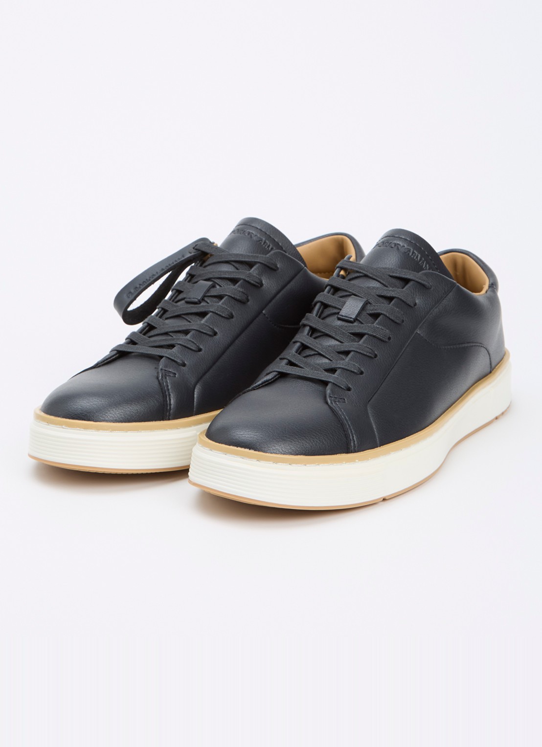 Armani Sneaker van leer - detail 3 donkerblauw