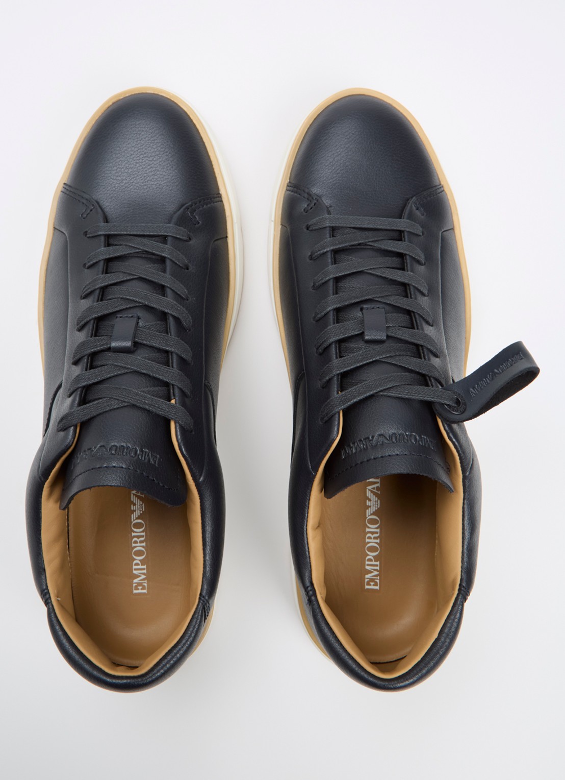 Armani Sneaker van leer - detail 4 donkerblauw