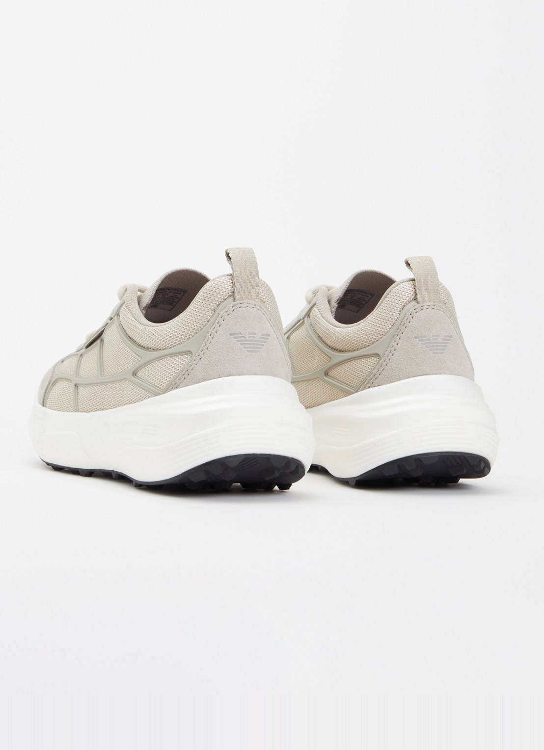 Armani Sneaker van mesh met details van suède - achterkant beige