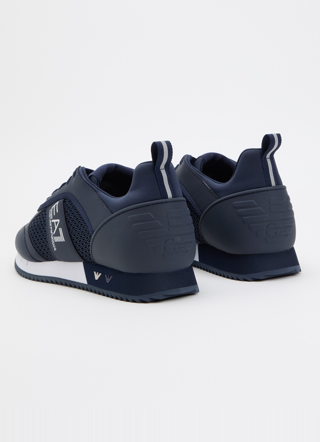 Armani Sneaker van mesh met logo - achterkant donkerblauw