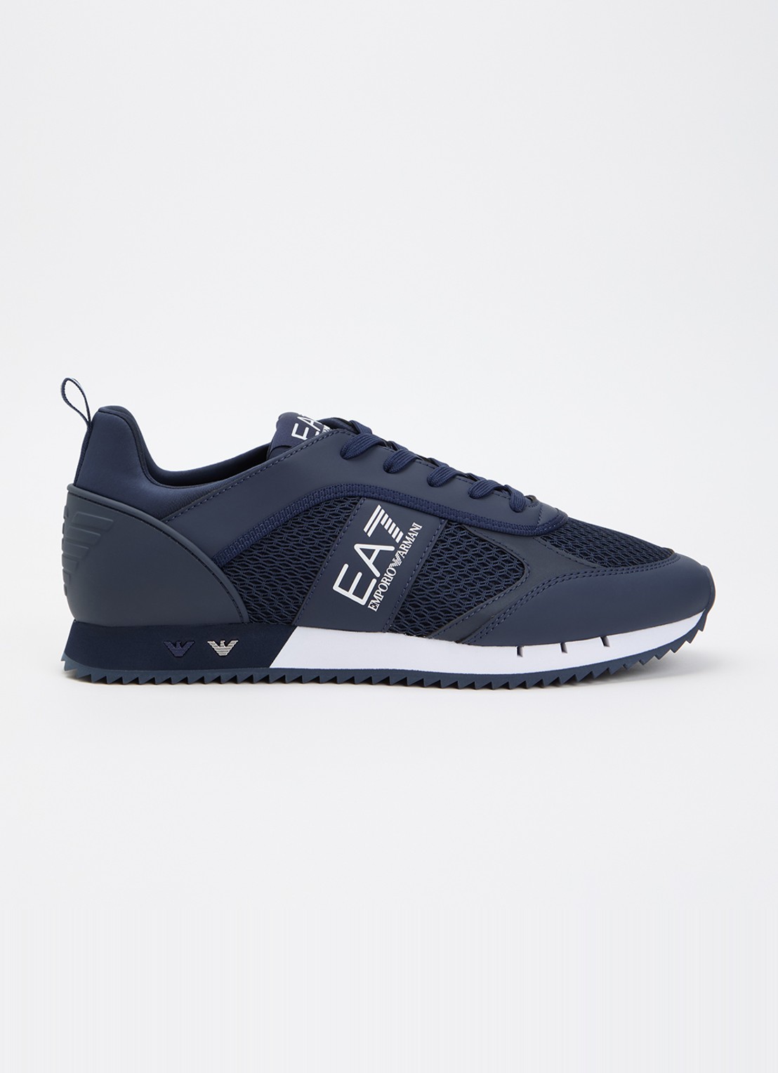 Armani Sneaker van mesh met logo - voorkant 2 donkerblauw