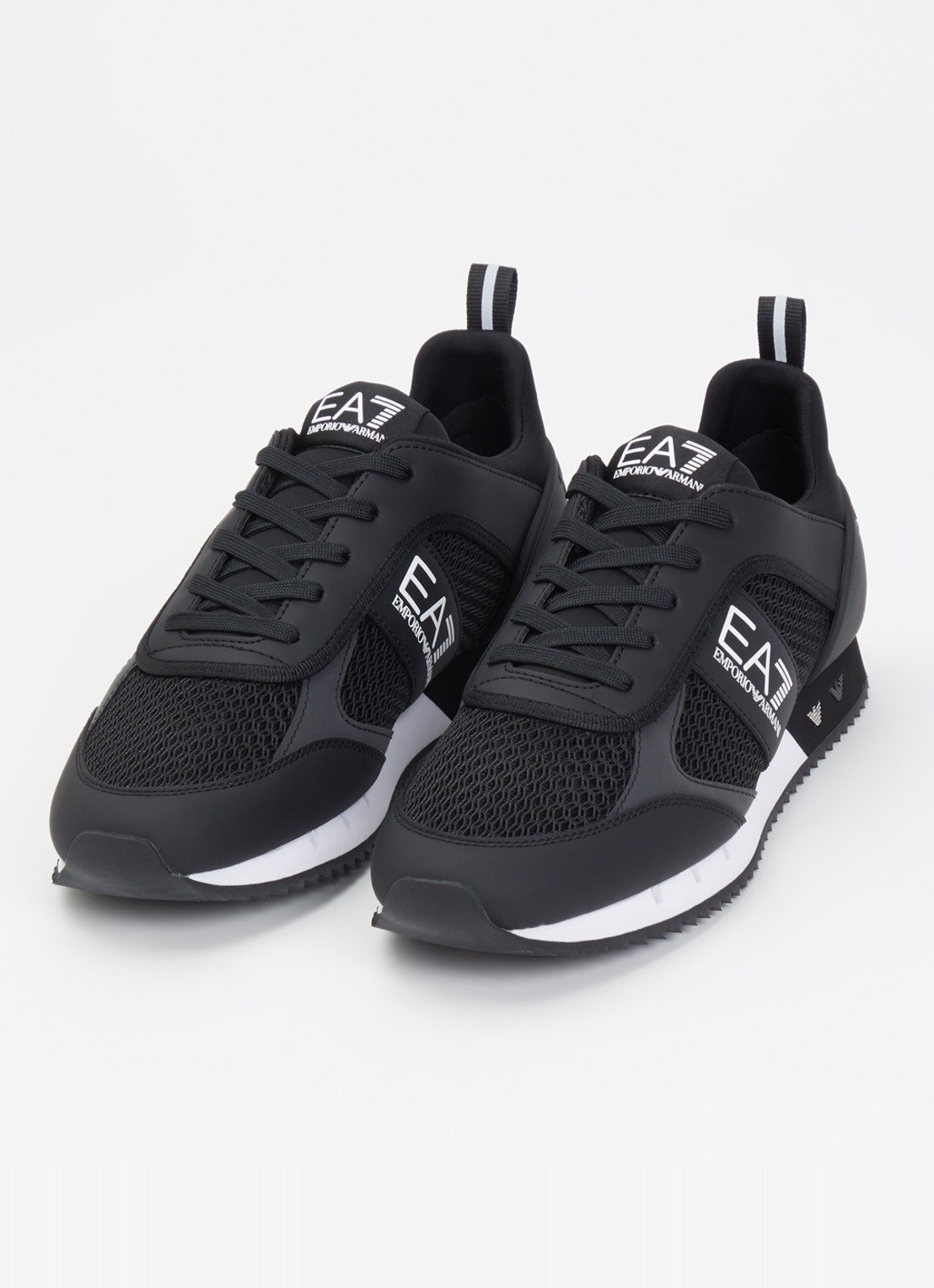 Armani Sneaker van mesh met logo - detail 3 zwart