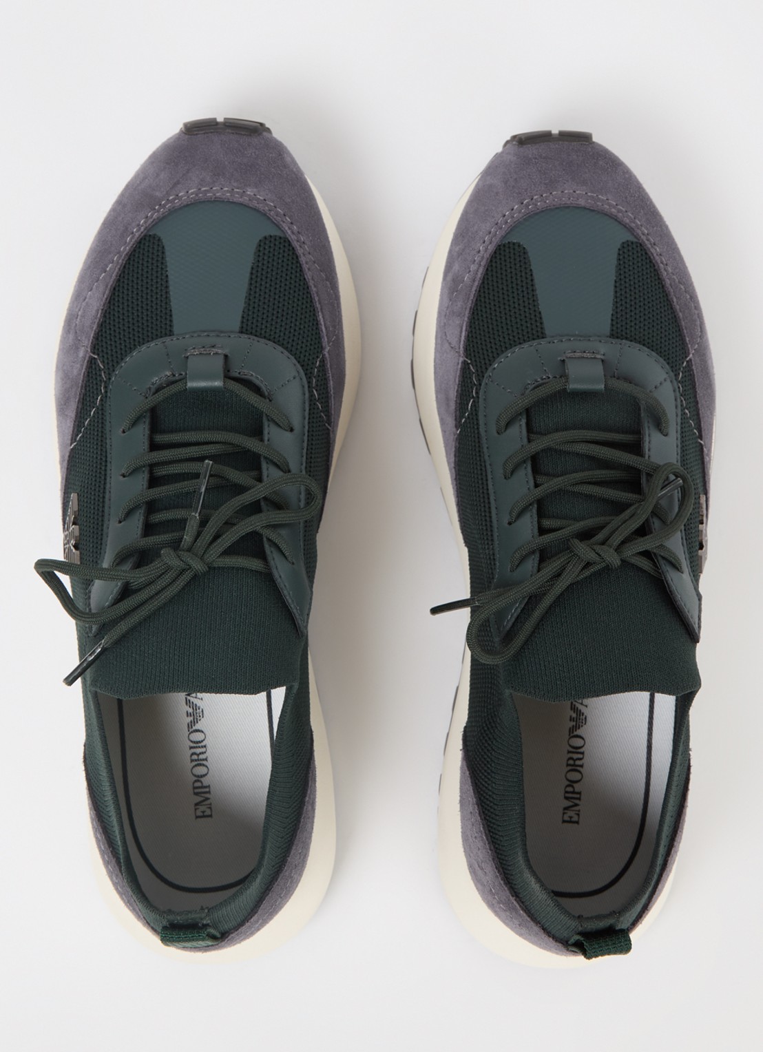 Armani Sneaker van mesh met suède details - detail 4 groen