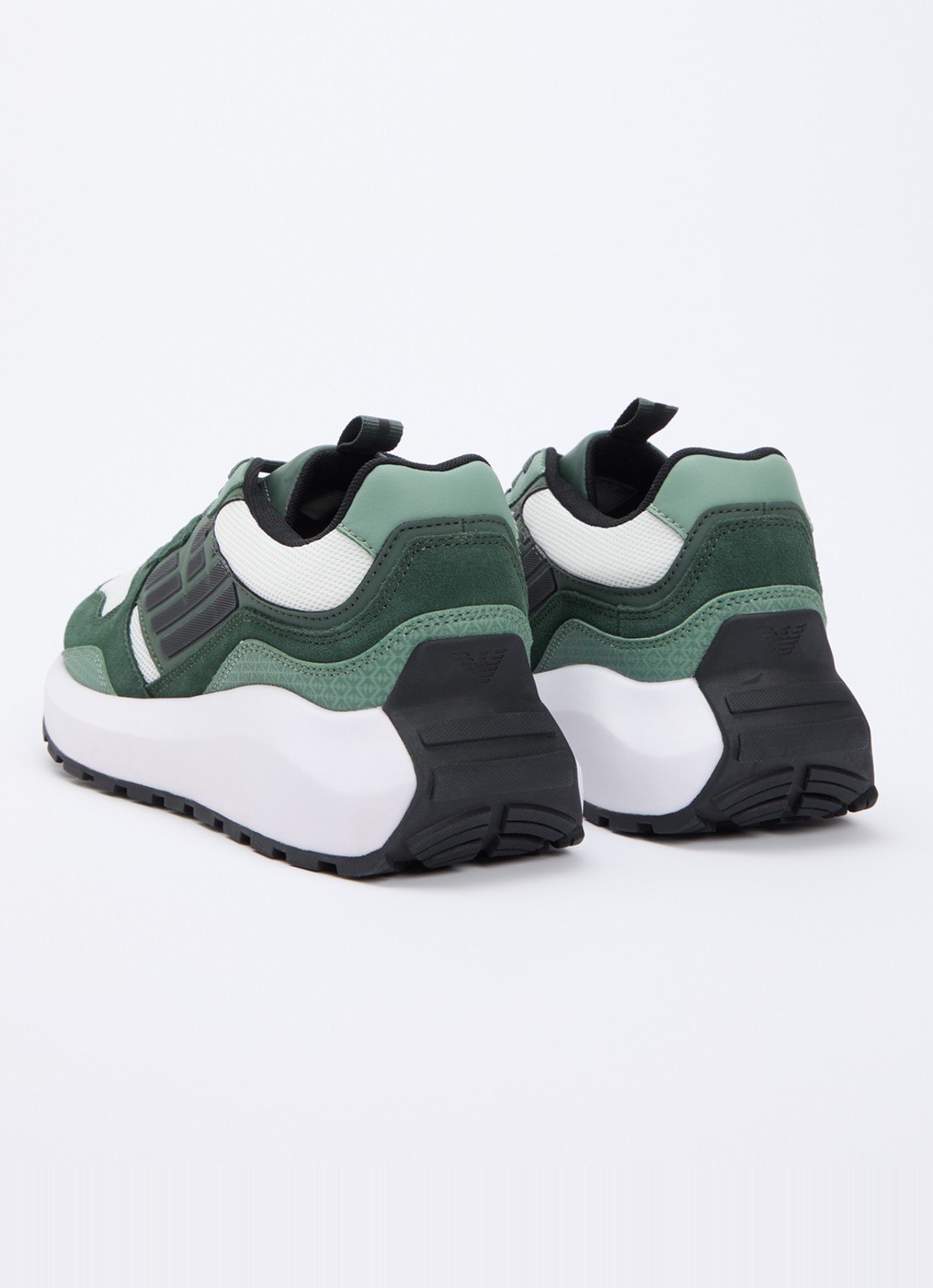 Armani Sneaker van suède met details van mesh - achterkant 2 groen