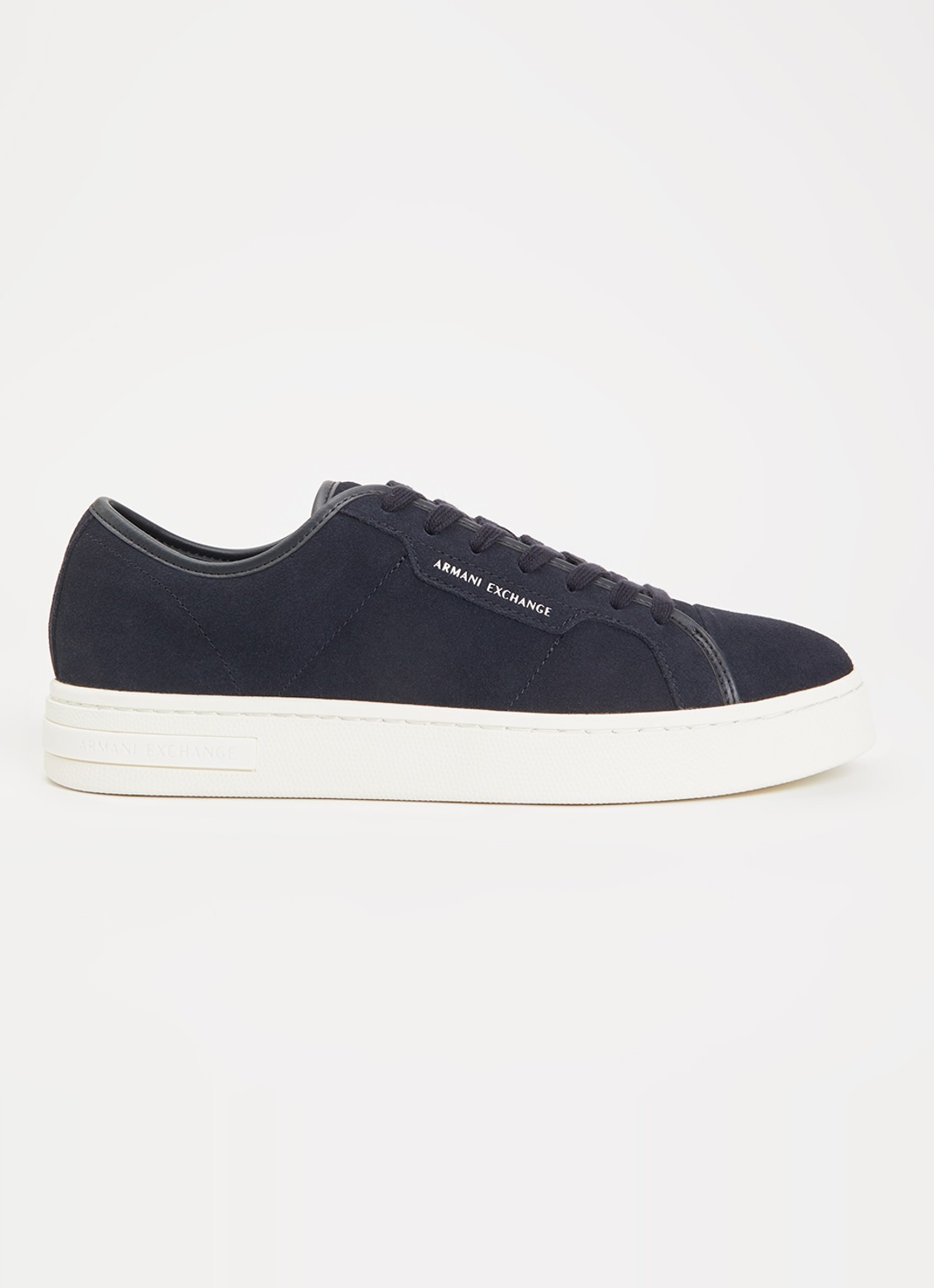 Armani Sneaker van suède met logo - voorkant 5 donkerblauw