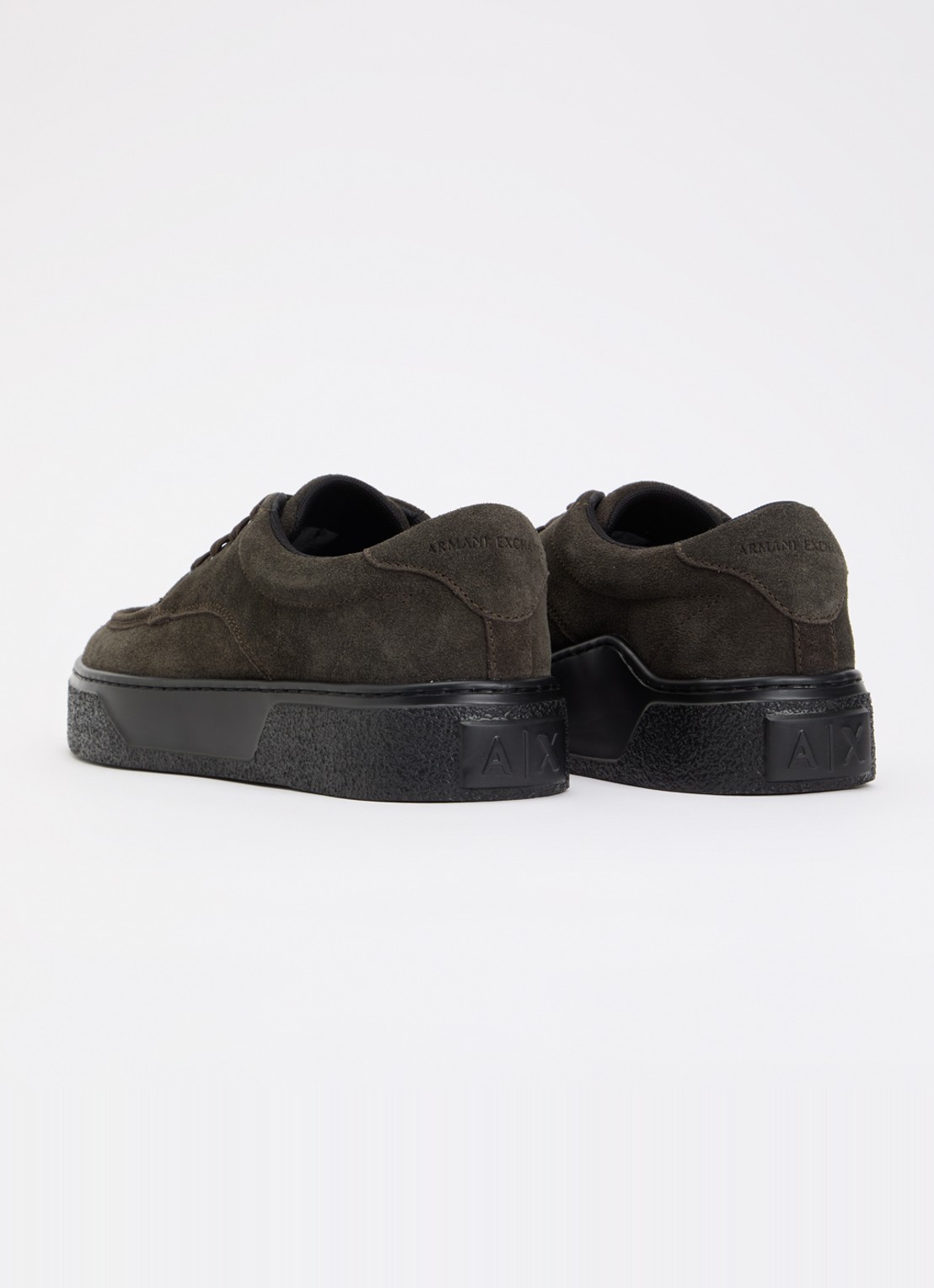 Armani Sneaker van suède  - achterkant bronsgroen