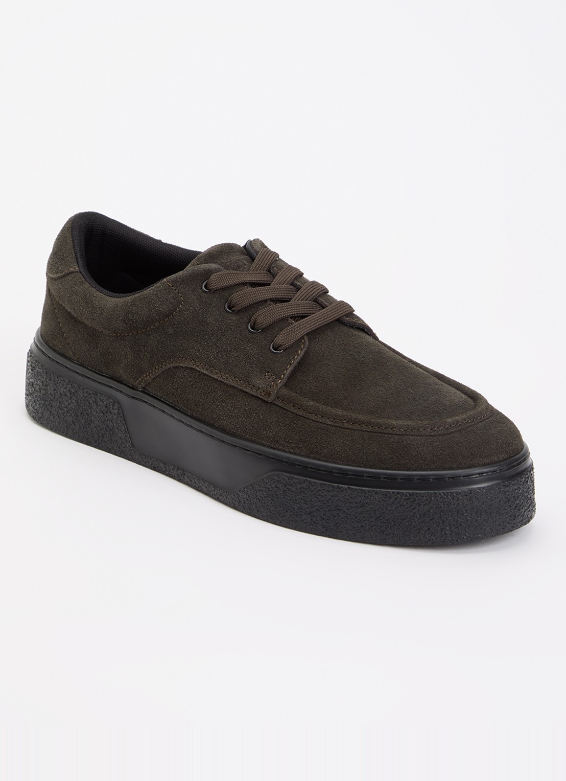 Armani Sneaker van suède  - voorkant 5 bronsgroen