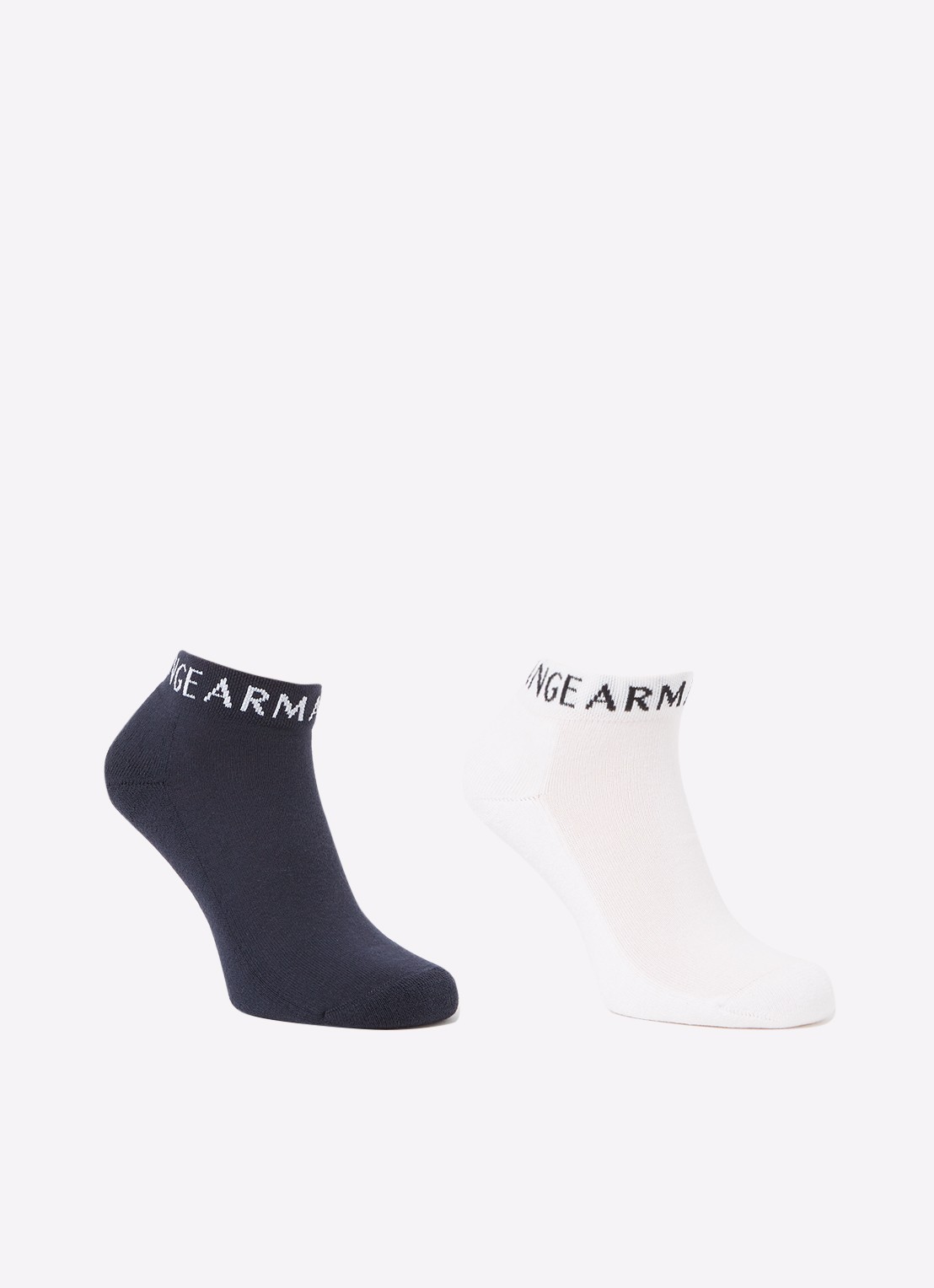 Armani Sneakersokken met logo in 2-pack - voorkant donkerblauw
