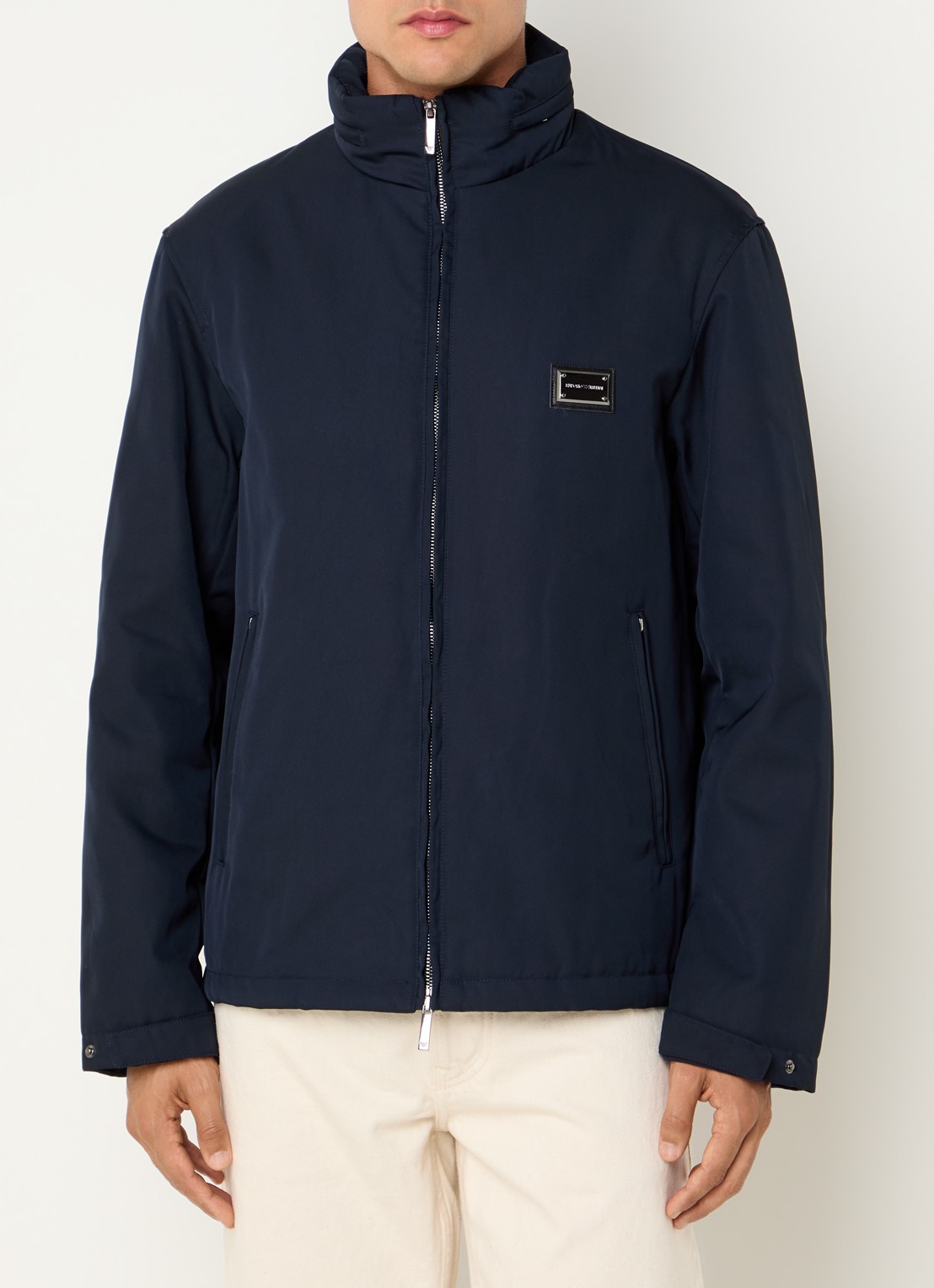 Armani Softshell jack met opbergbare capuchon en ritszakken - detail 3 donkerblauw