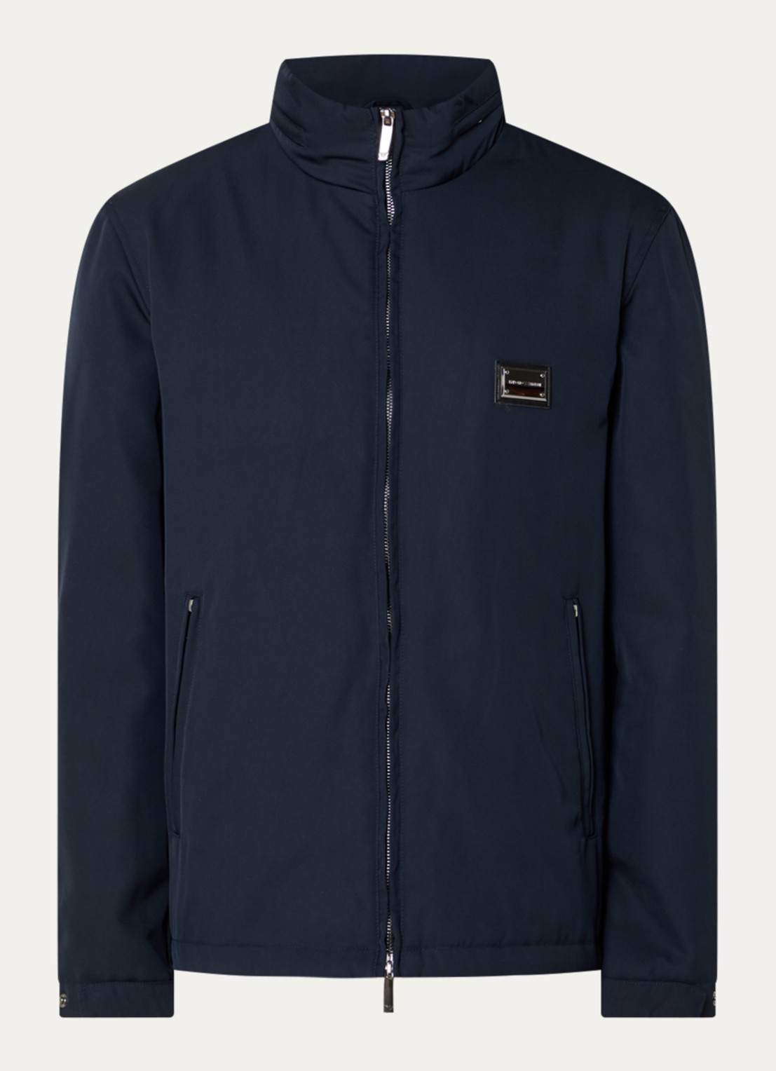 Armani Softshell jack met opbergbare capuchon en ritszakken - voorkant donkerblauw