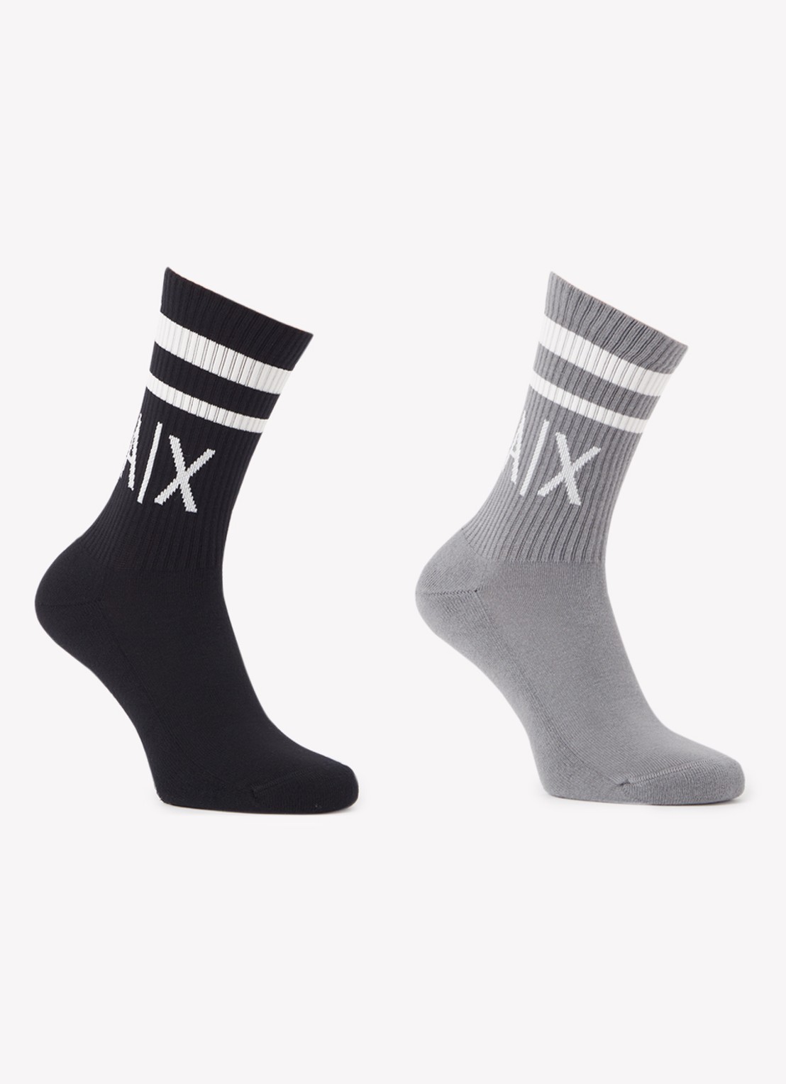 Armani Sokken met logoprint in 2-pack - voorkant lichtgrijs