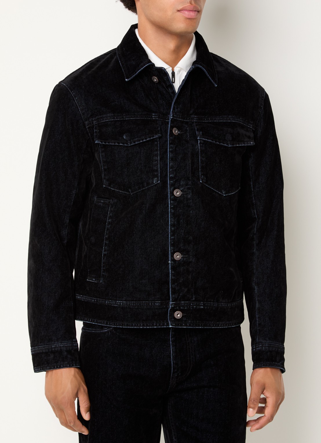 Armani Spijkerjas met borstzakken - detail denim