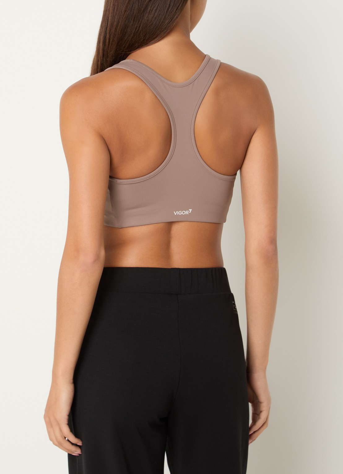 Armani Sport bh met medium support en logo - achterkant taupe